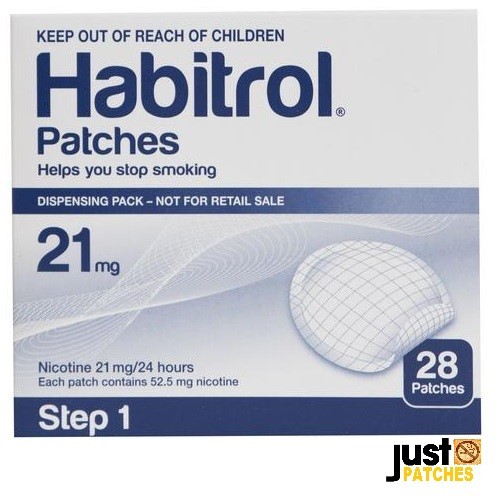 STEP 1 HABITROL TRANSDERMAL NICOTINE PATCH (21mg, 1 box, 28 patches) NEW 01/2026