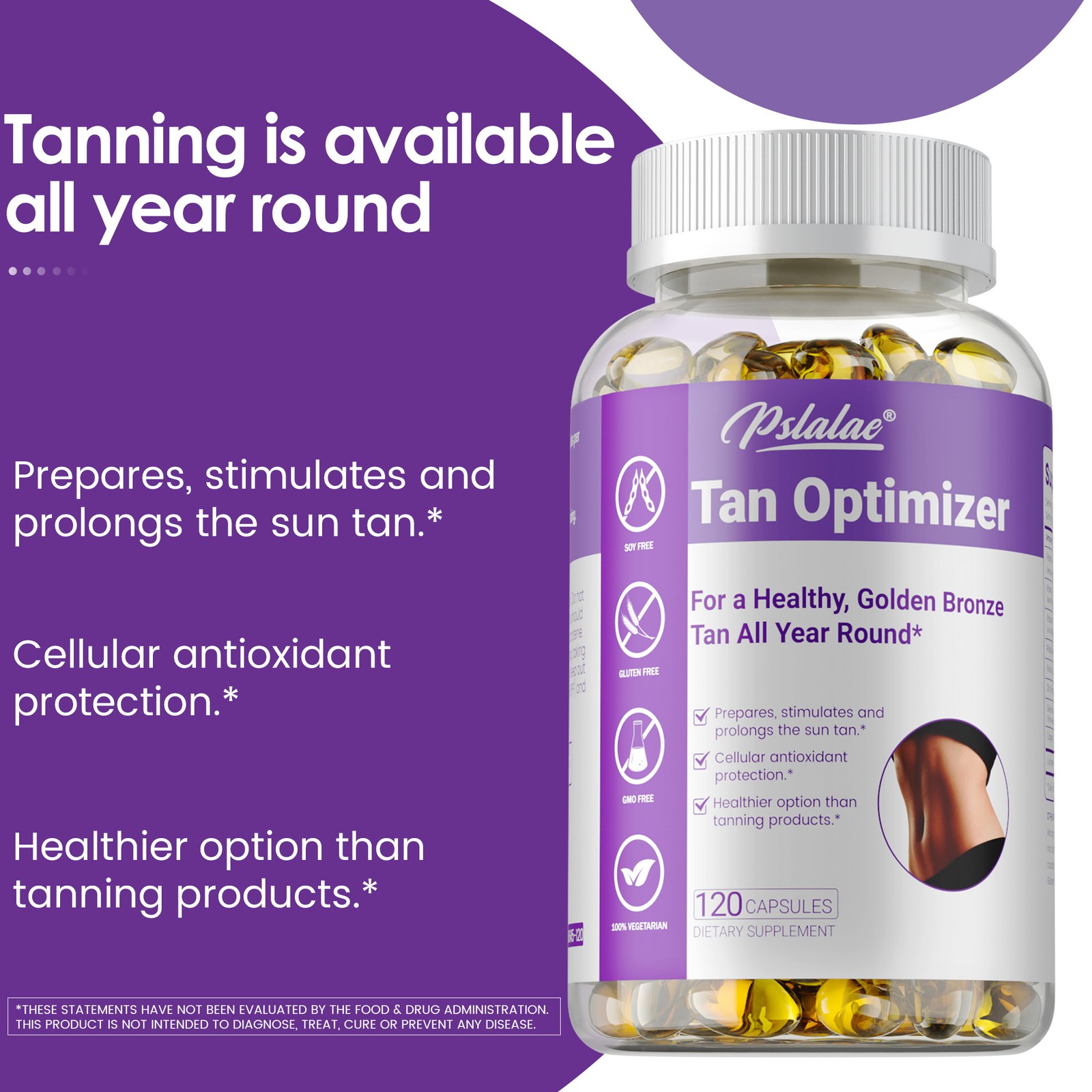Tan Optimizer 120pcs – Natural Tanning,Improve Dryness and Roughness,Skin Health