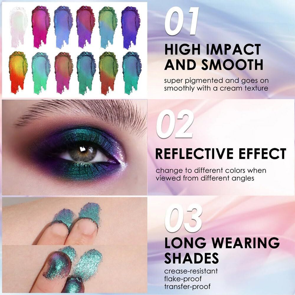 evpct Green Teal Shimmery Eyeshadow Palette, Teal Glitter Loose High Pigment