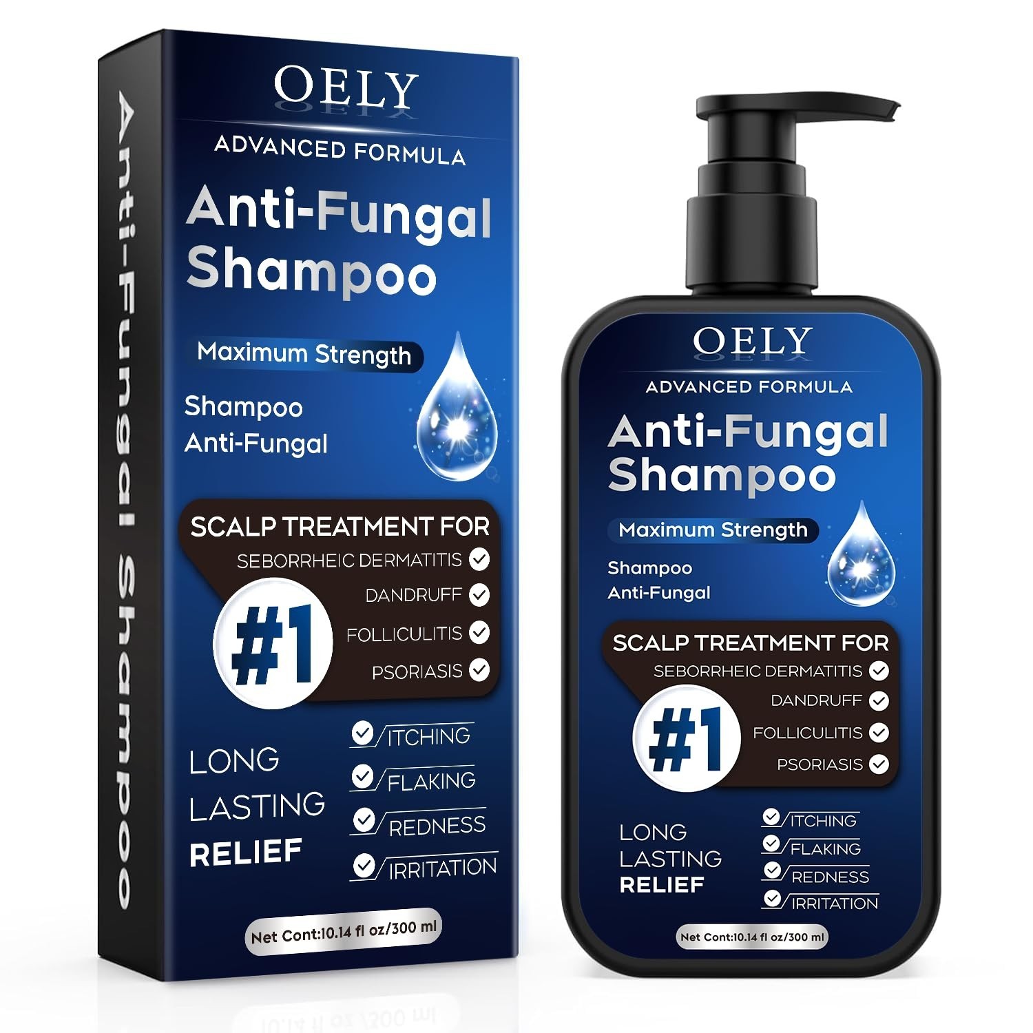 Antifungal Shampoo for Psoriasis, Seborrheic Dermatitis & Dandruff Relief, 10.1