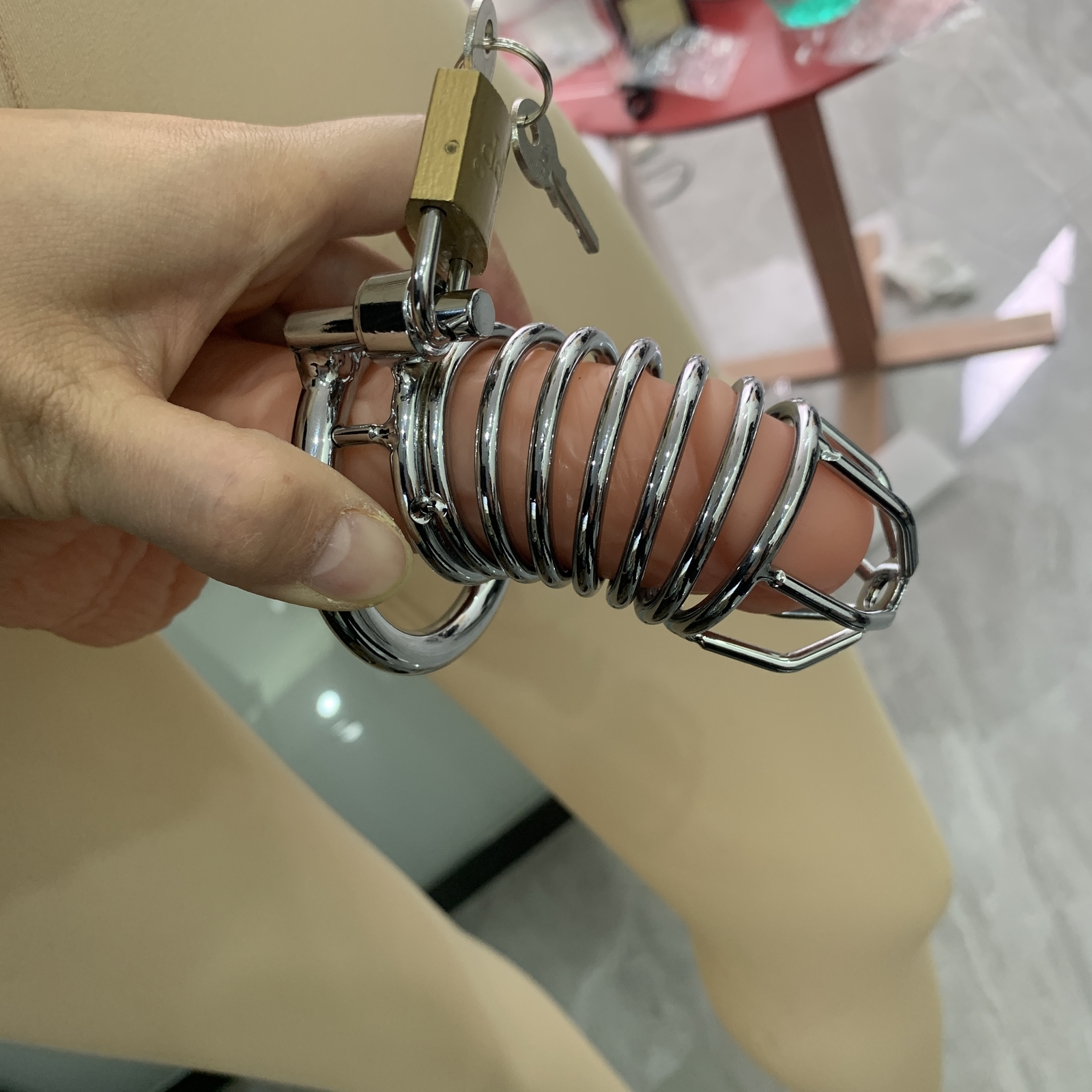 Metal Stainless Steel Chastity Cage Device for Male Lockable Restraint Rings Men