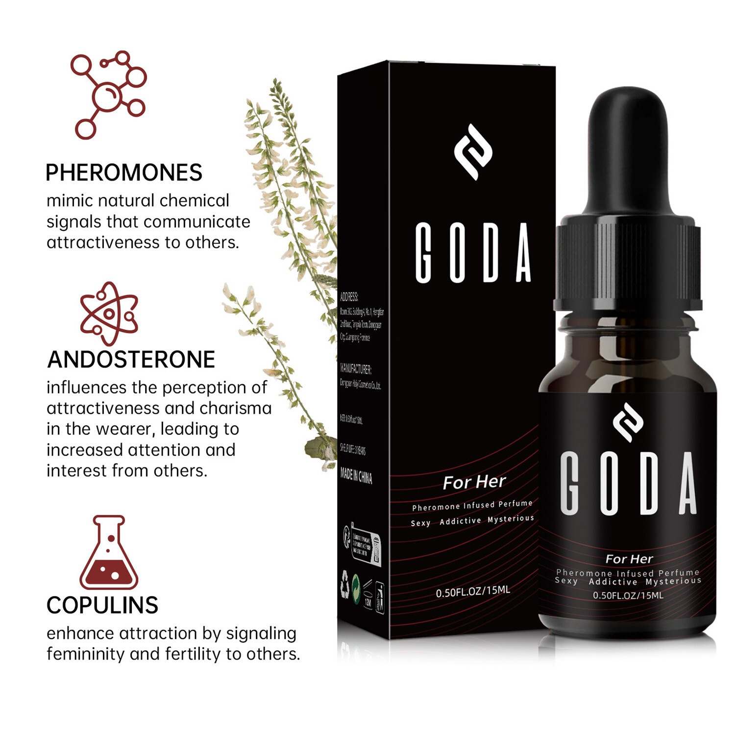 GODA For Her Pheromone Perfume For Women Long-Lasting | Jasmine&Rose |15ml US🔥