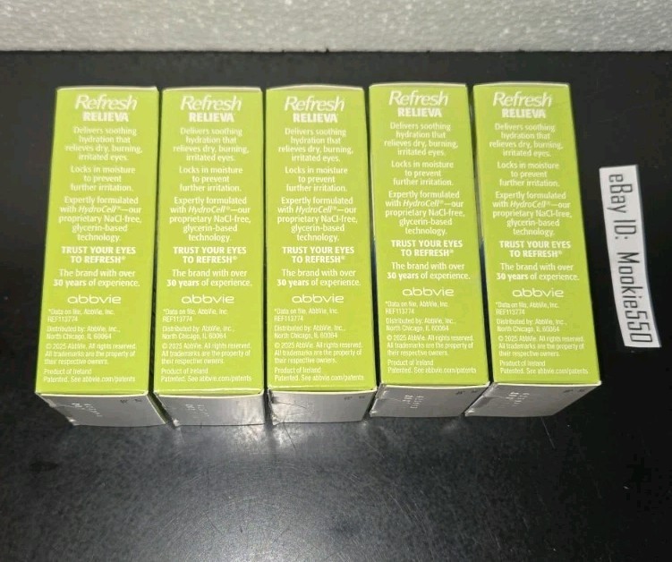 5 Box Lot REFRESH RELIEVA Lubricant Eye Drops 0.33 oz 10mL EXP 11/2024-12/2024