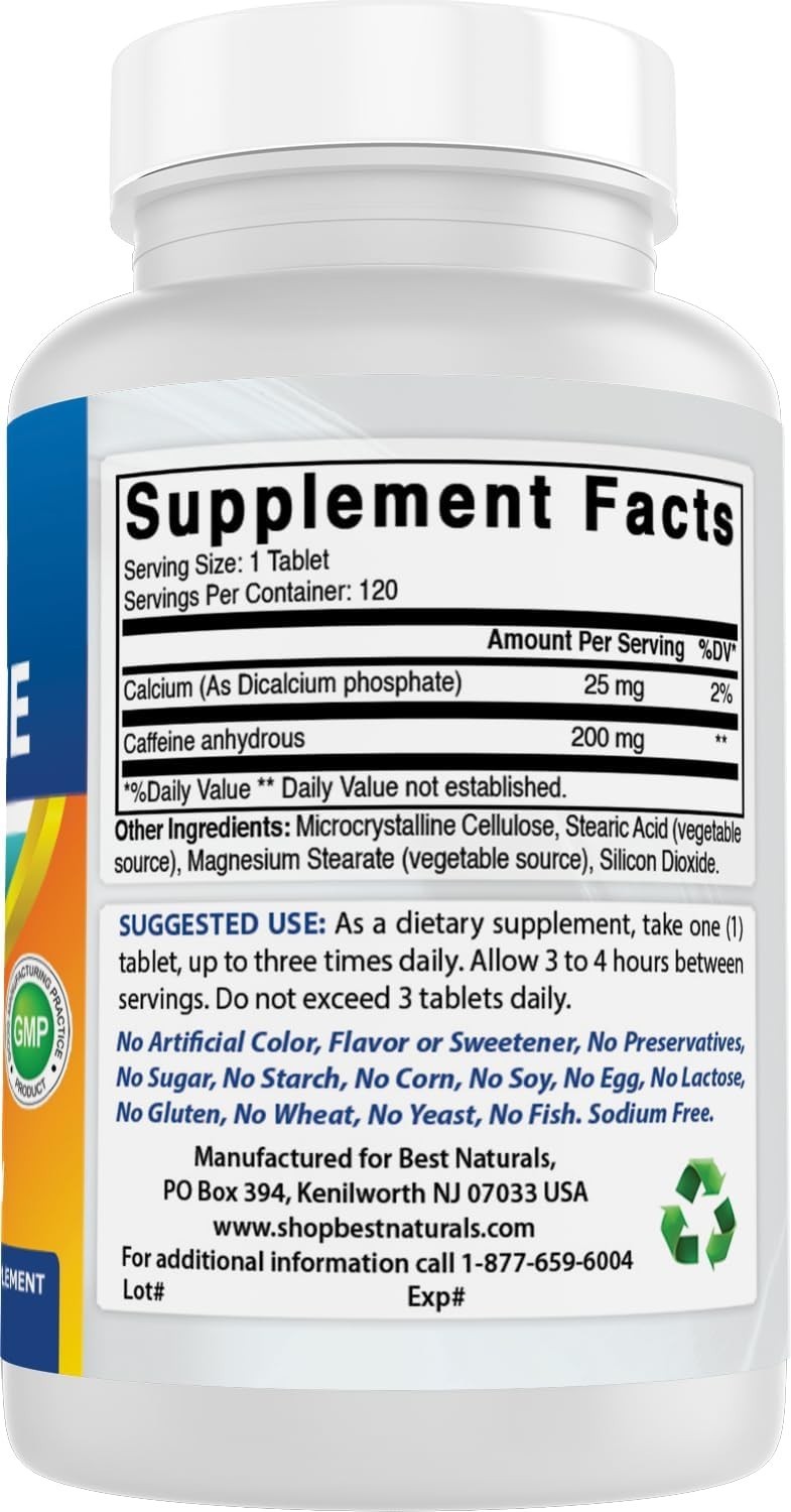 Best Naturals Caffeine 200 mg 120 Tabs