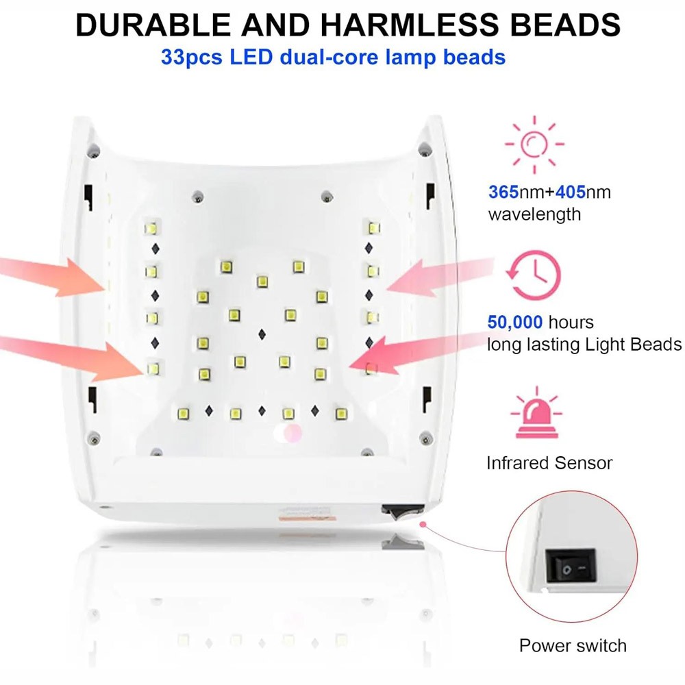 48W Wireless Rechargeable Cordless LED/UV Nail Lamp Gel Polish Quick Nail Dryer