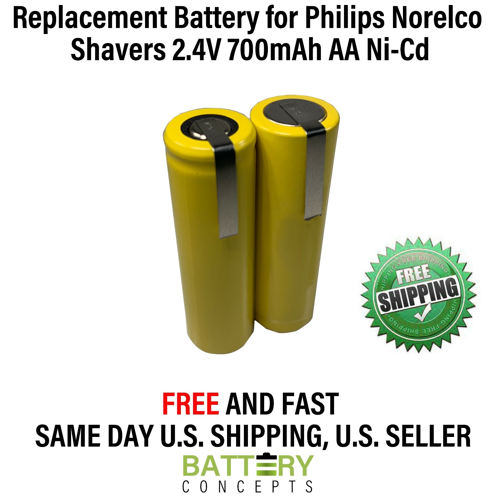 Philips Norelco 8825XL Rechargeable Battery 2.4V 700mAh AA NiCd Electric Shaver