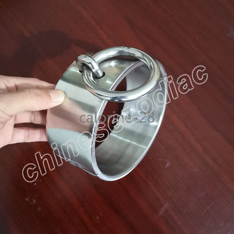 Overweight 6cm High Stainless Steel Neck Collar Cuff Big Rings Collar Restraint