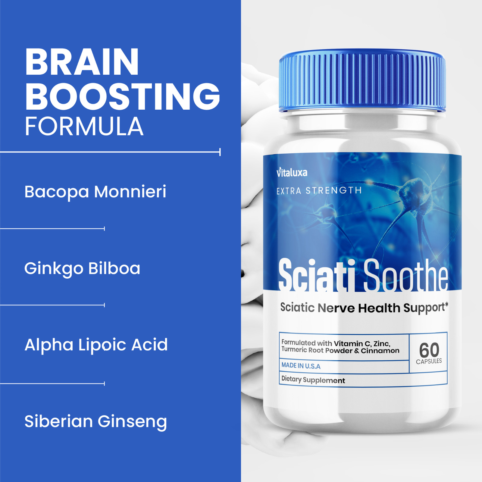 (5 Pack) SciatiSoothe for Sciatica Capsules, Sciati Soothe Nerve (300 Capsules)