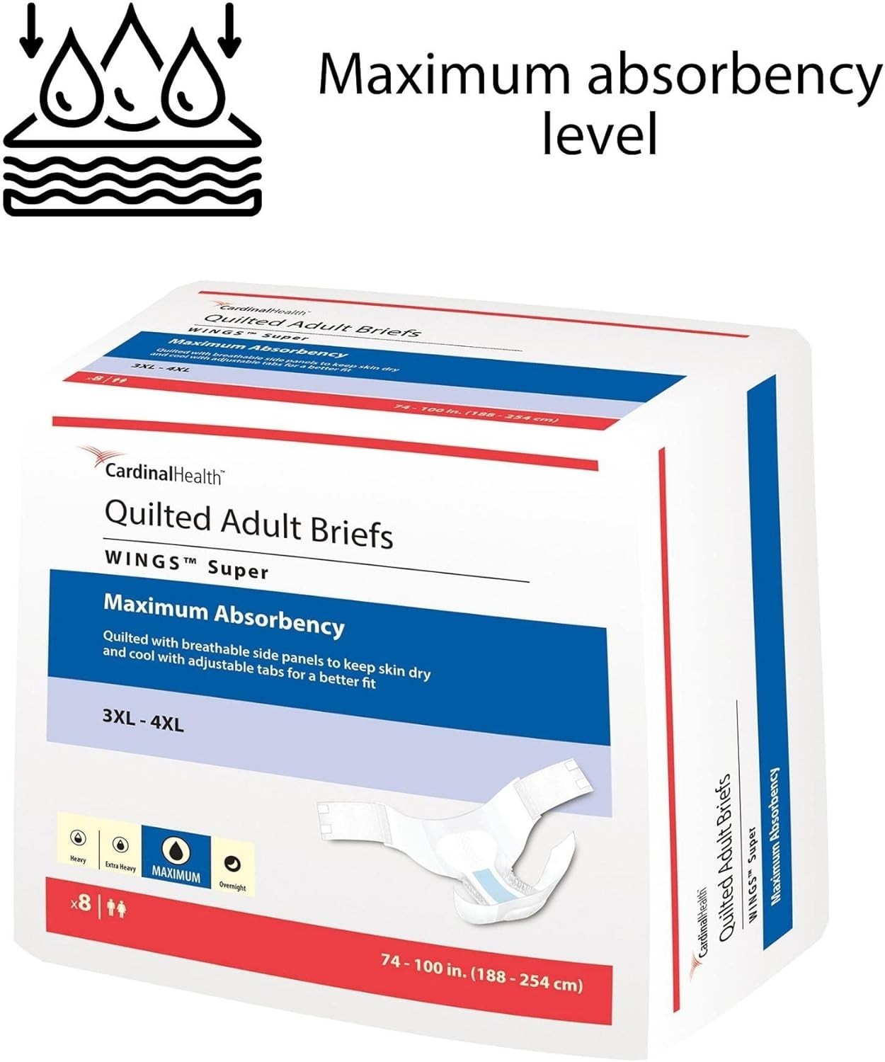 Comfort-Focused Quilted Bariatric Adult Briefs – 8 Pack with Maximum Protection