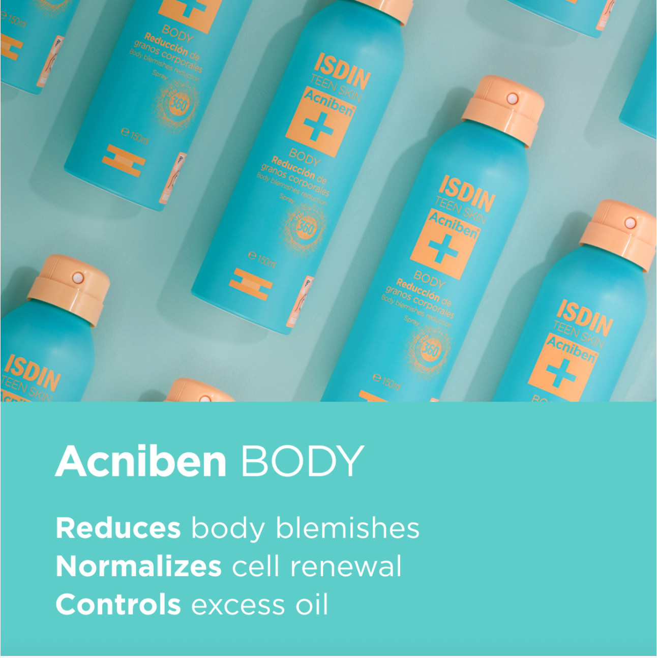 Isdin Acniben Body Spray, Reduces Body Blemishes, Non-Comedogenic, 150ml
