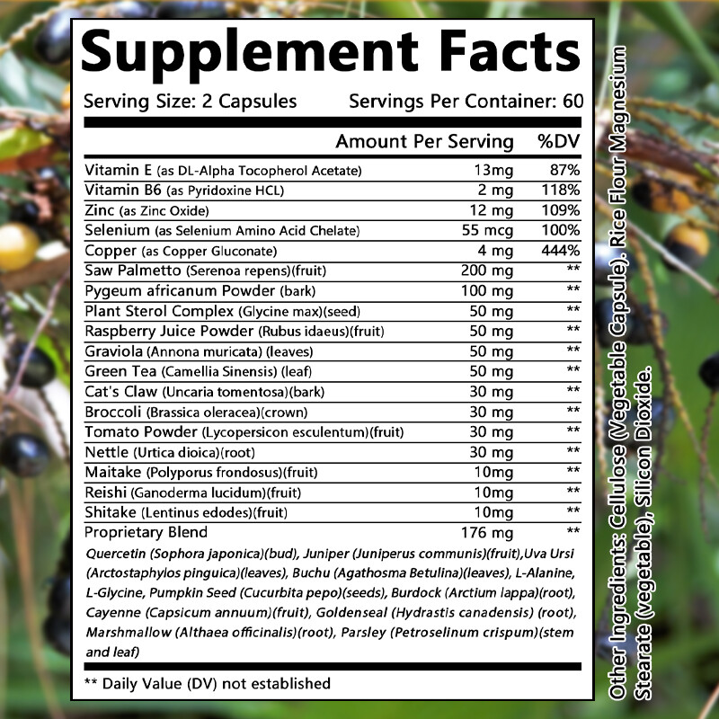 Prostate Support – Saw Palmetto – Reduce Frequent Urination, Stamina supplement