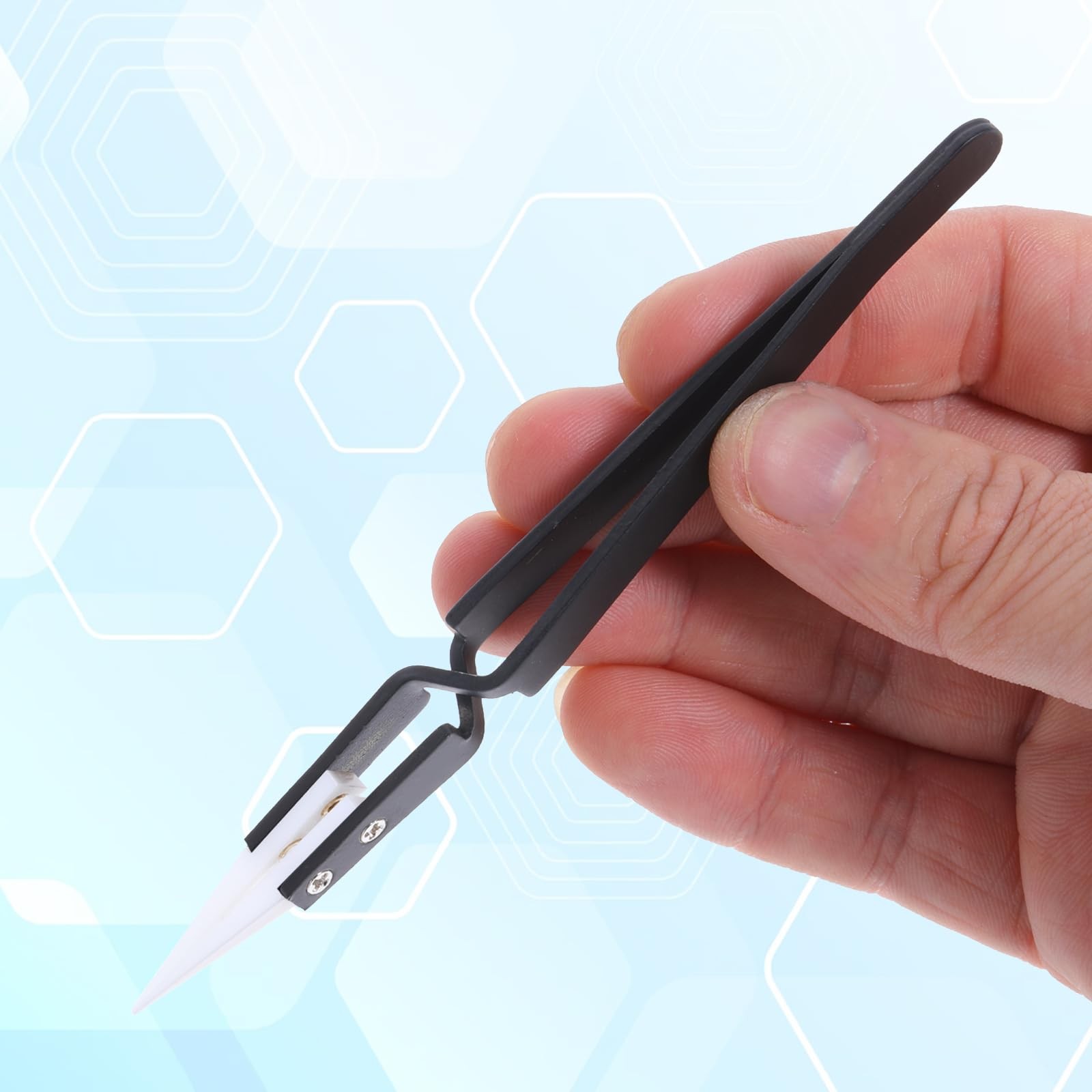 6 Pcs Precision Reverse Ceramic Tweezers Black Non-Conductive Solder Tweezer Ant