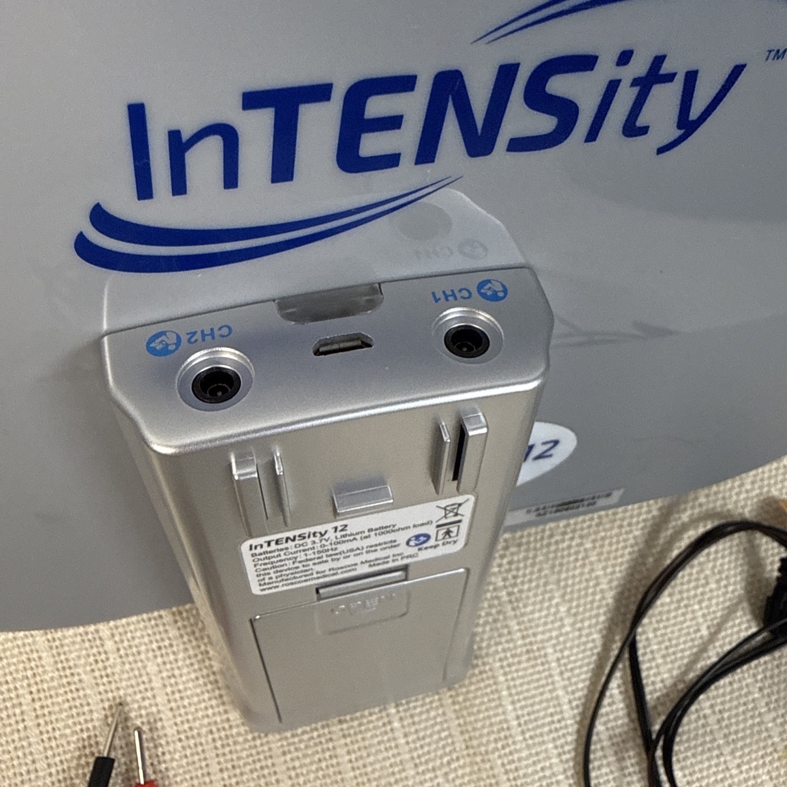 InTENSity 12 Digital TENS Unit Rechargeable Battery 12 PreSet Pain Relief Case