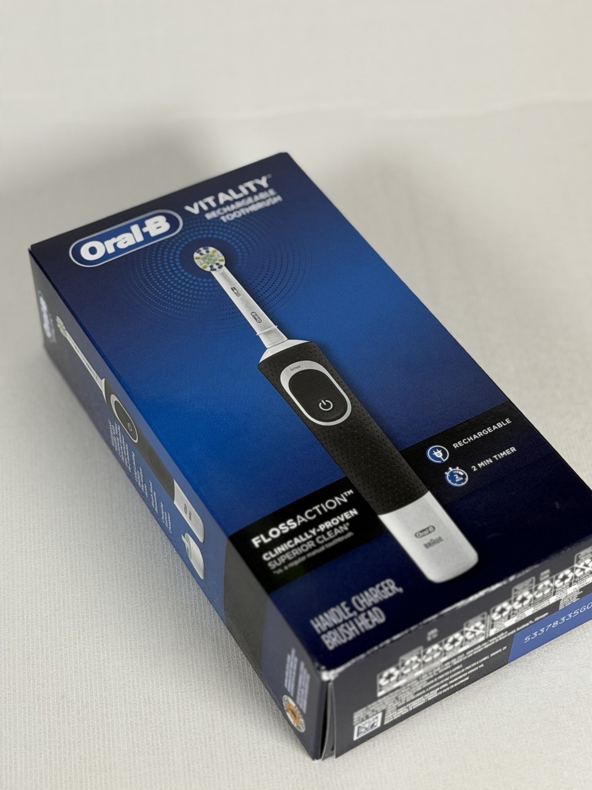 Oral-B Vitality Floss Action Rechargeable Electric Toothbrush, Black, 1 Count