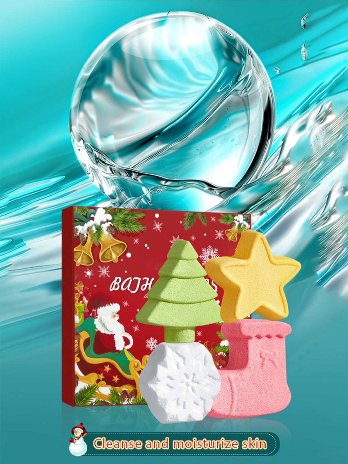 1Set 4PCS Bubble Bath Fizzies Shower Moisturizing Bath Bombs Christmas Gifts