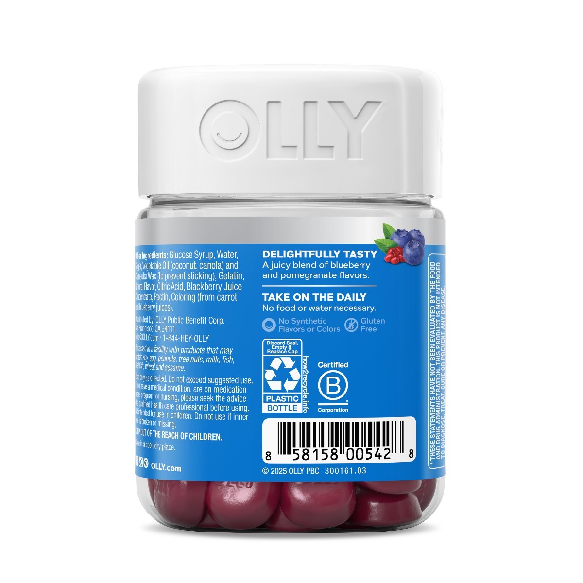 OLLY Glowing Skin Collagen Chewable Gummies – Berry – 50ct: Hyaluronic