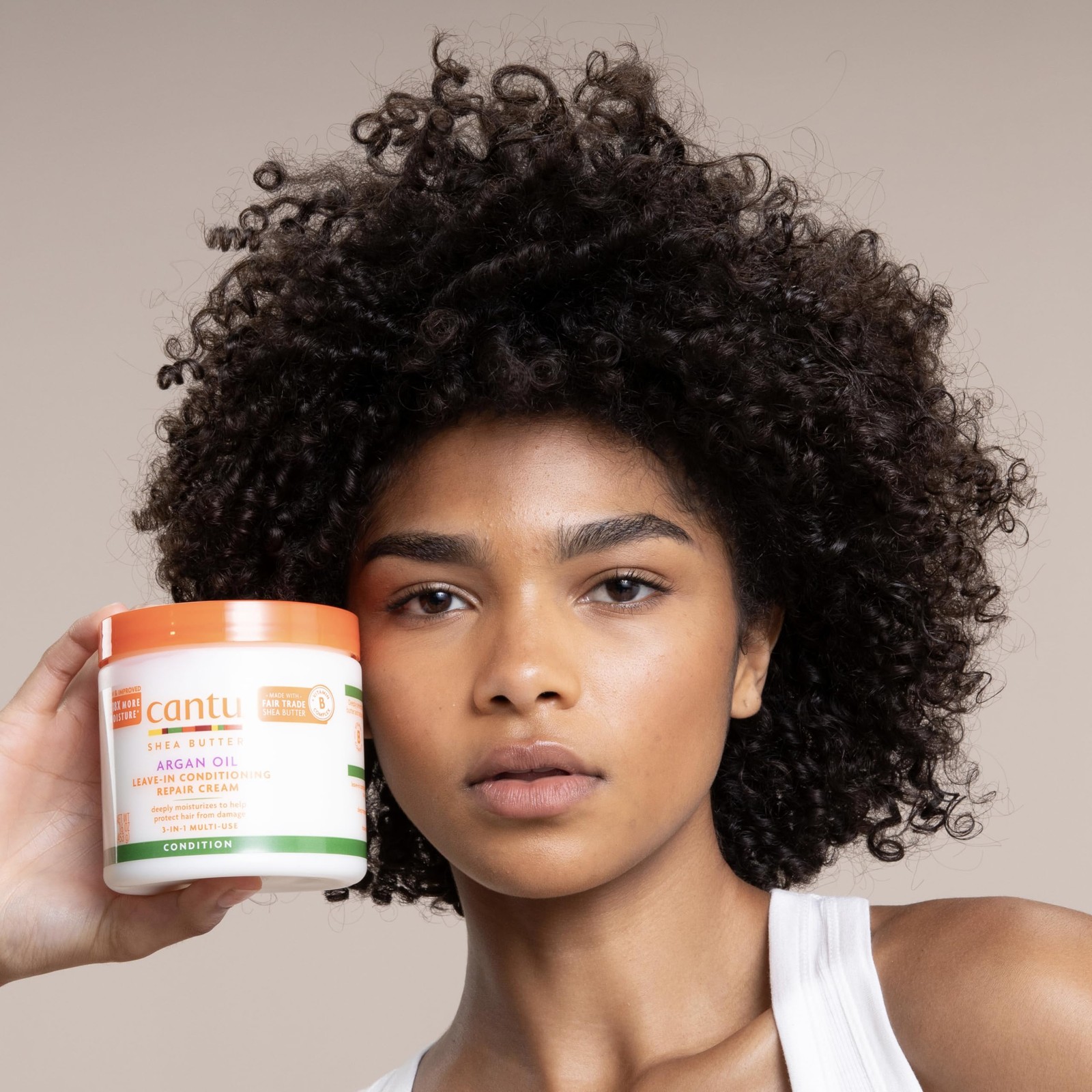 16 Ounce (Pack of 1), Cantu Argan Oil Leave in Conditioning Repair Cream, 16