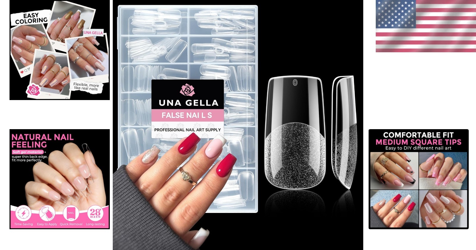 Versatile Square Nail Tips 216 Pieces Clear Press On for Acrylic and Gel Use