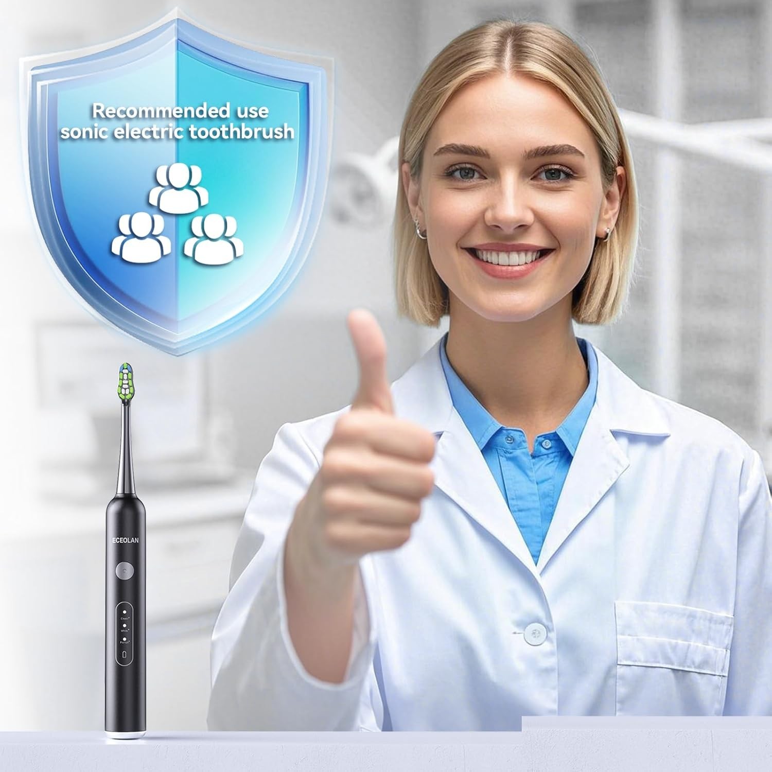 Rechargeable Sonic Toothbrush with 3 Modes & Travel Case – 60 Days Battery Life
