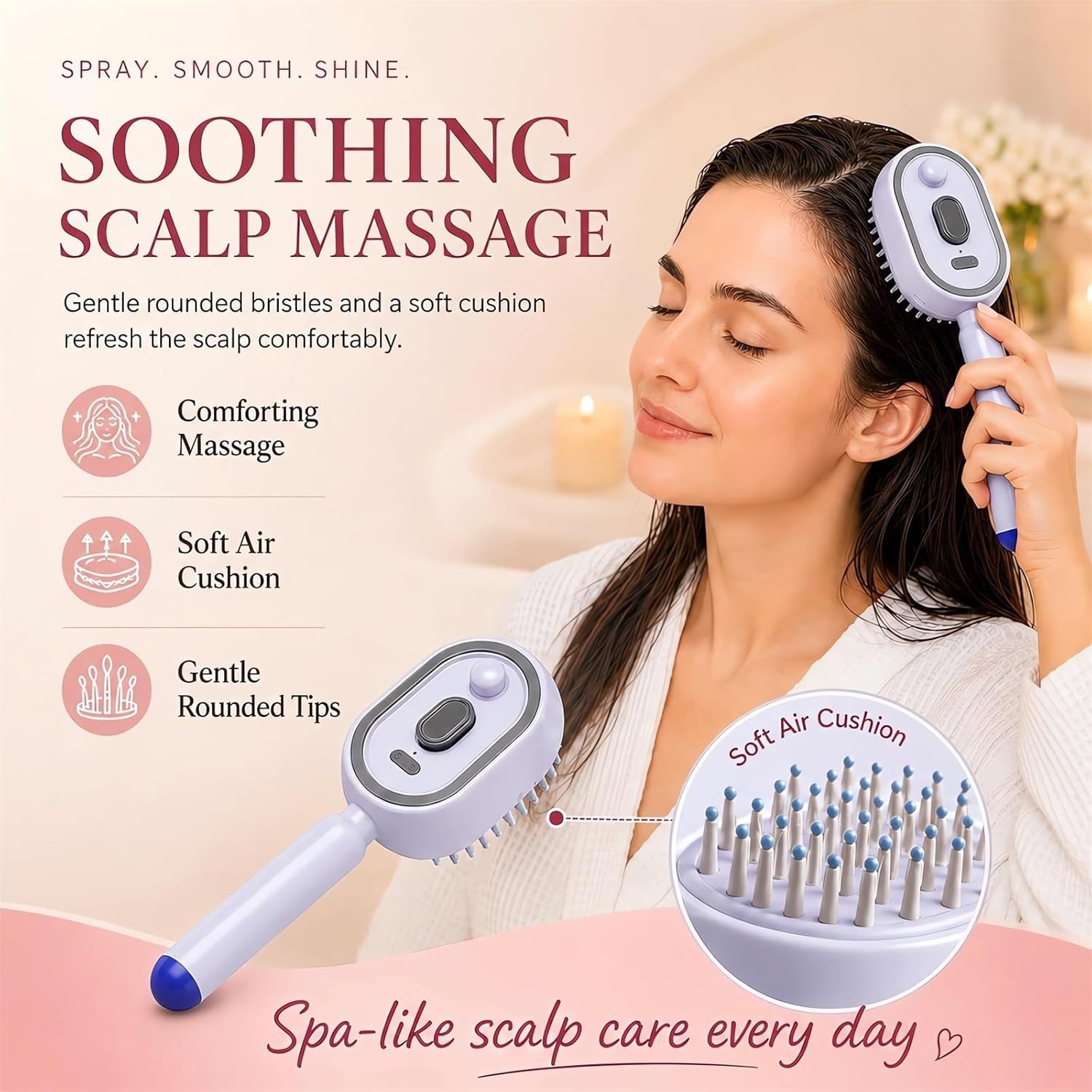 2026 All in One Misting Aqua Detangler Brush Electric Spray Air Cushion Massage