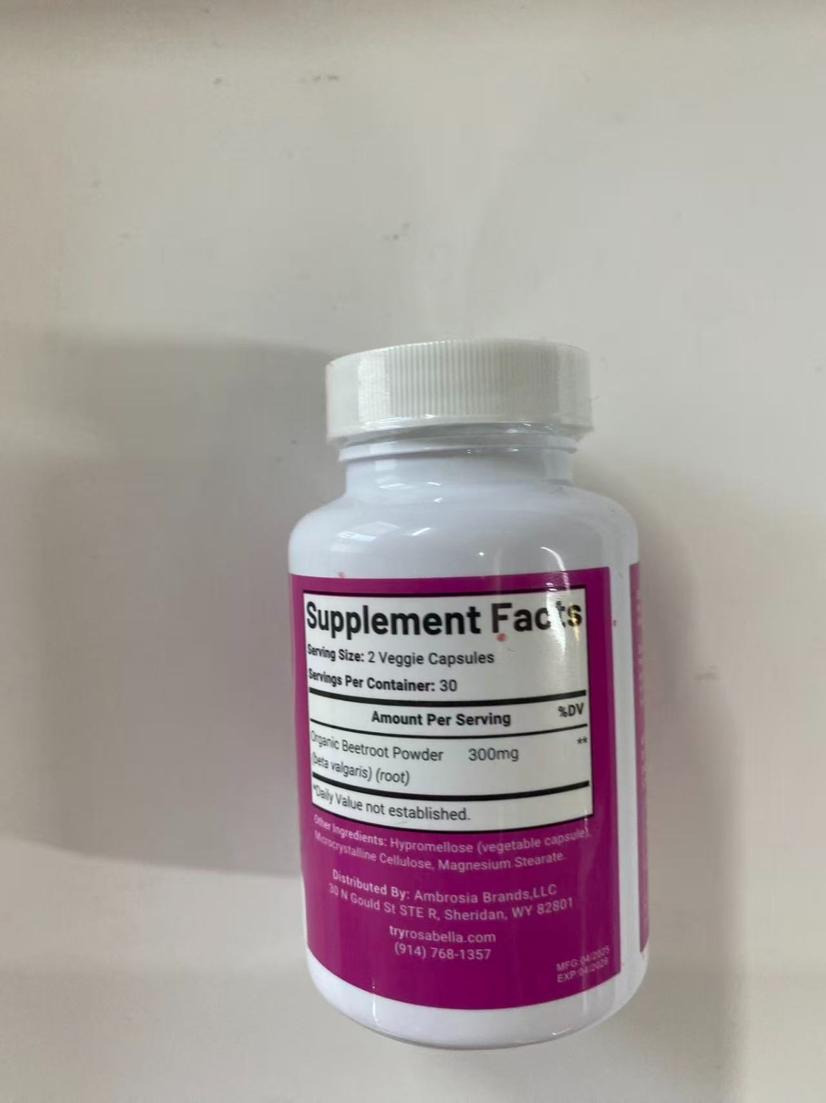 2PCS Rosabella Organic Beet Root 60 Capsules Natural Energy Boost Blood Pressure