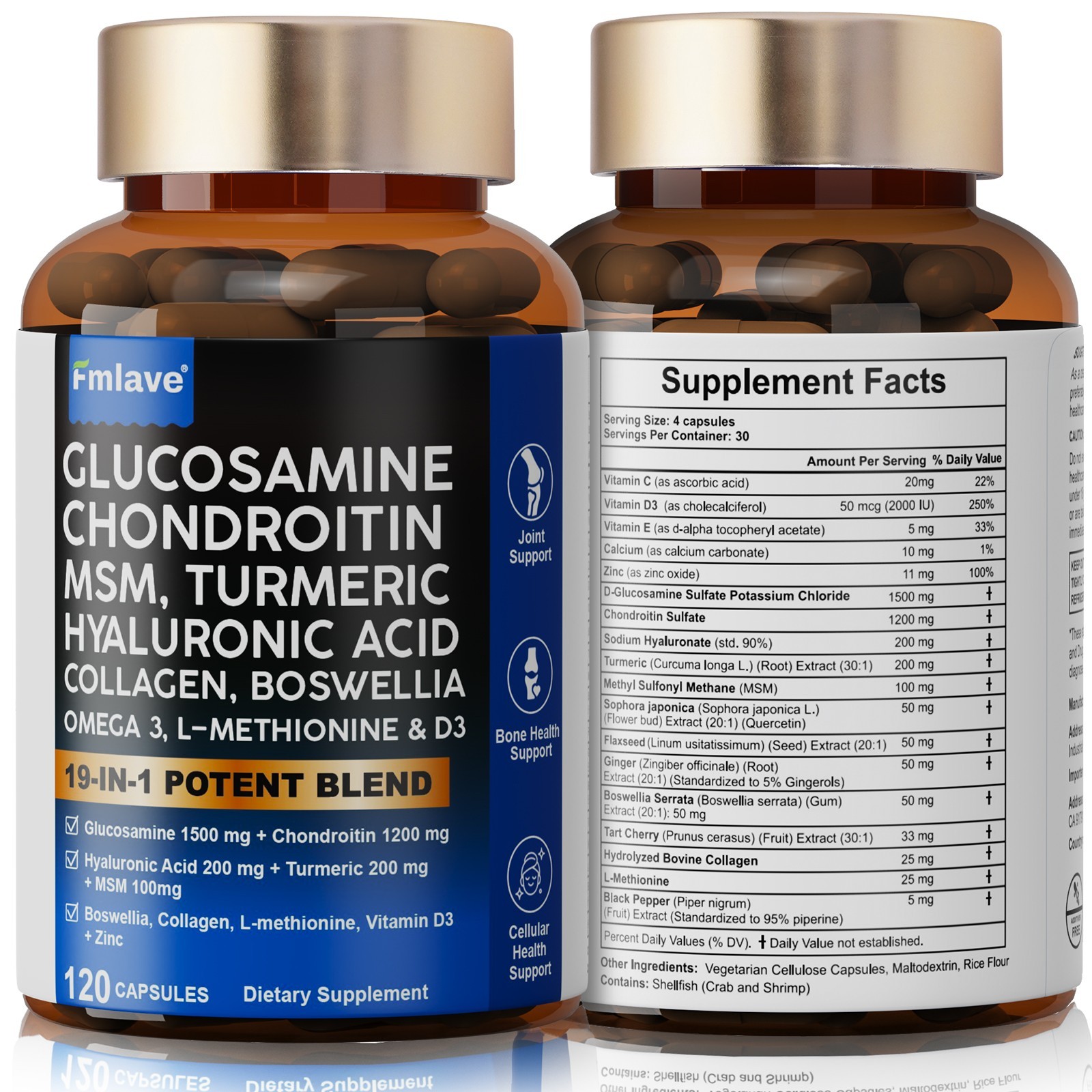 2 Pack Glucosamine Chondroitin Turmeric MSM Triple Strength Joint Support 240ct