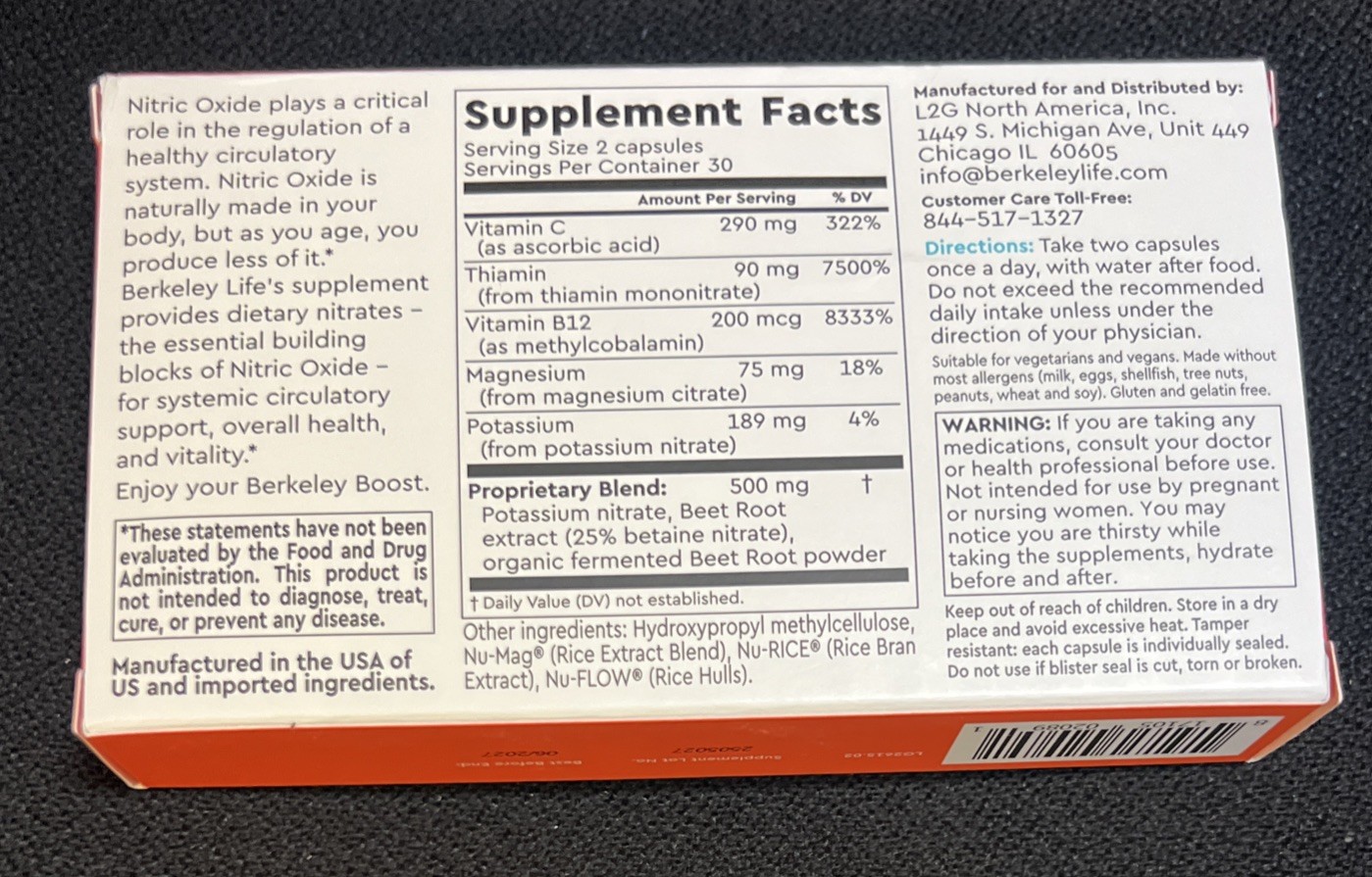 Berkeley Life Professional Nitric Oxide Foundation (60 Cap) EXP 01/2027