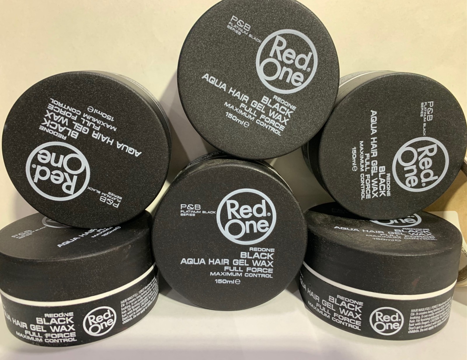 RedOne Black Aqua Hair Gel Wax Full Force 150 ml (5 fl oz) (Pack of 6)