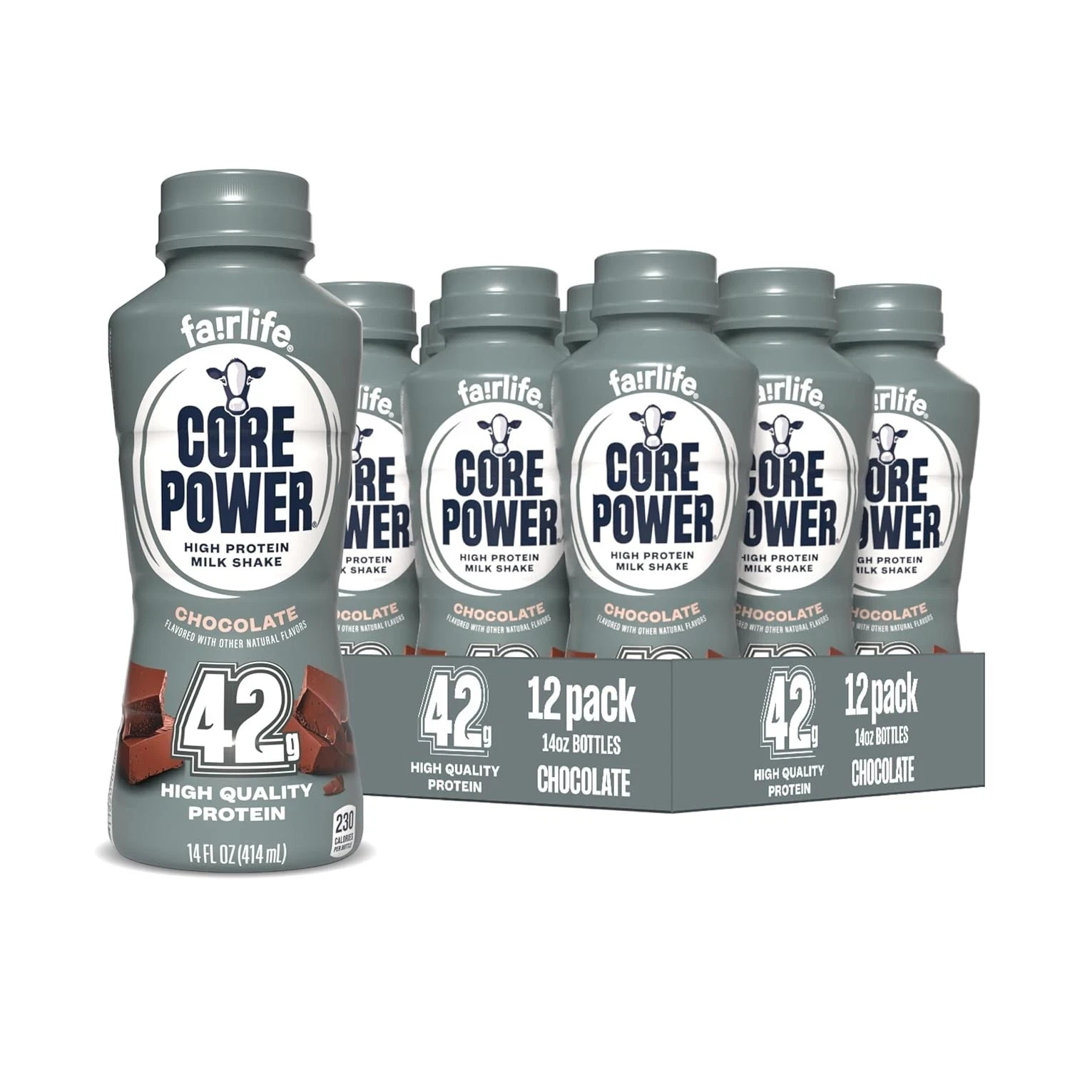 Core Power Elite High Protein Shake, Chocolate, 42g Bottle, 14oz, 12 Pack,,….