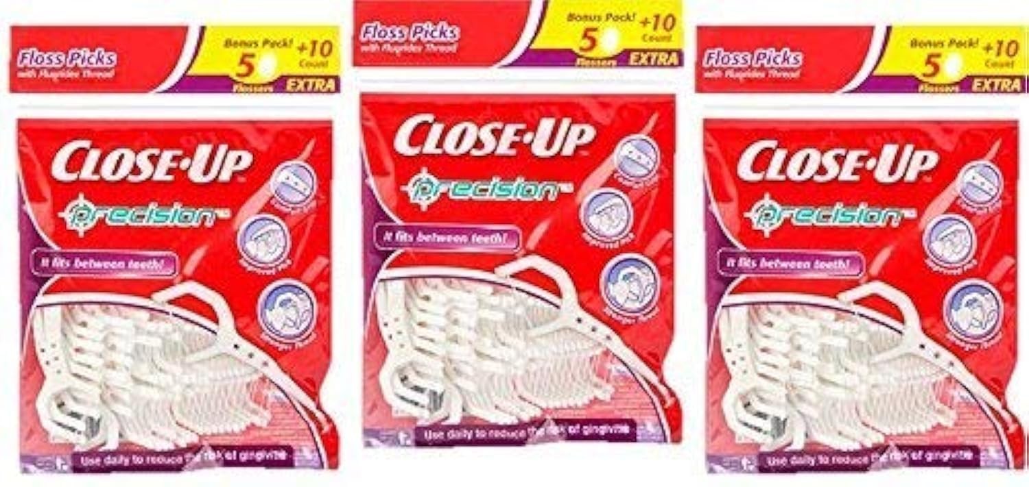 Close-Up Precision Floss Picks 60 Ct, Pack of 3 24 Count (Pack 3), White