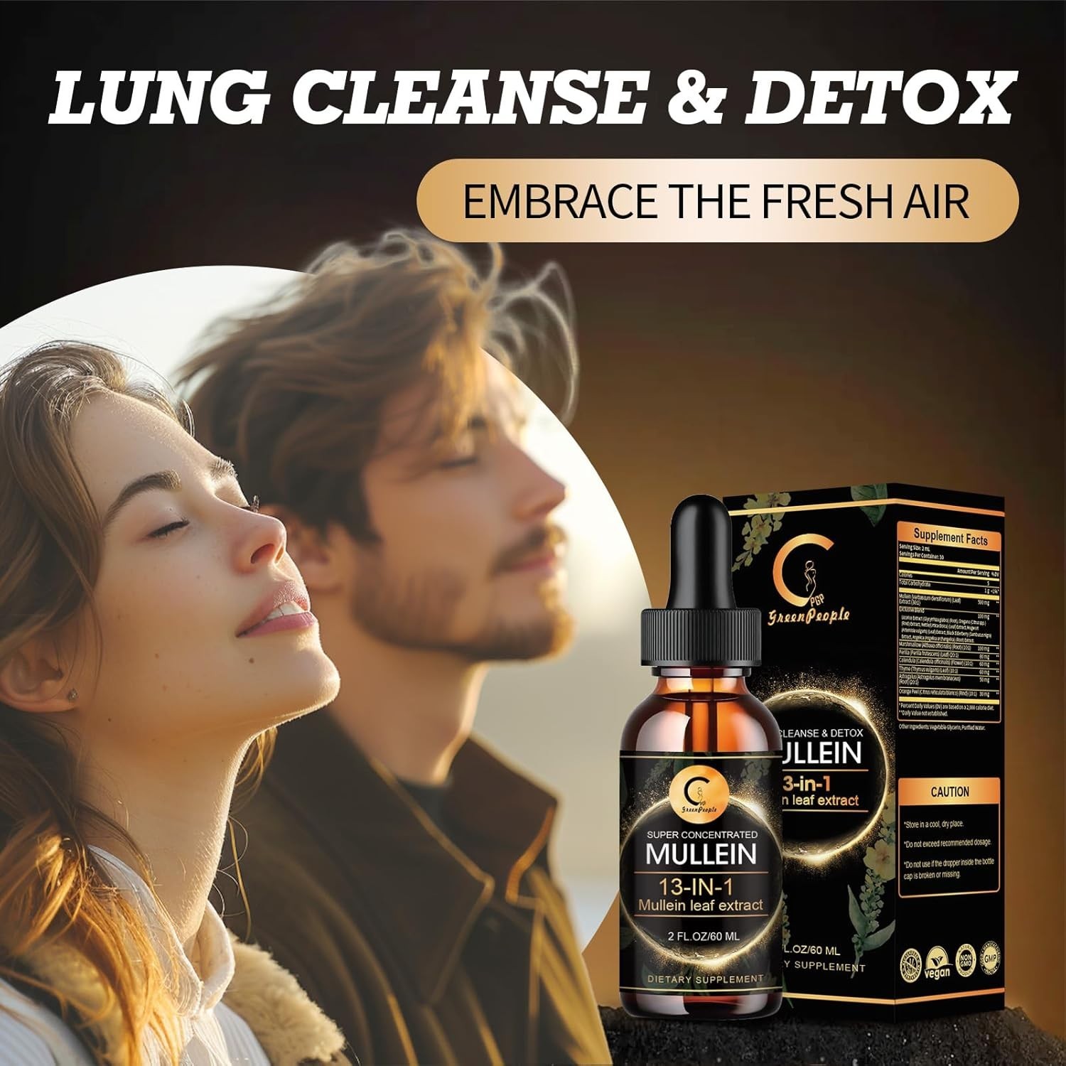 2Pack Mullein Drops for Lungs – Lung Detox for Respiratory Health Lung Cleanse