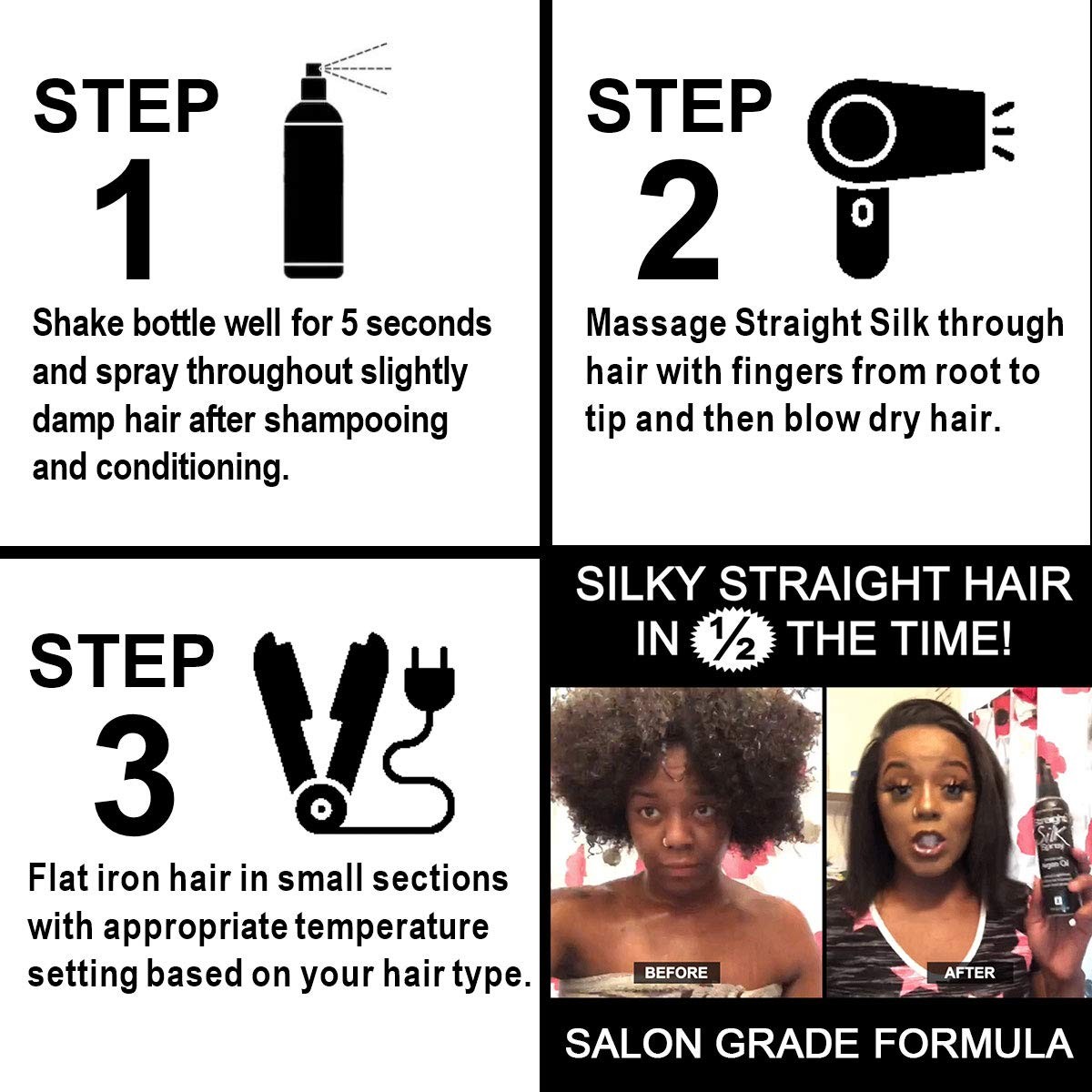 Straight Silk Spray with Moroccan Argan Oil Thermal Protector Spray | Hair St…