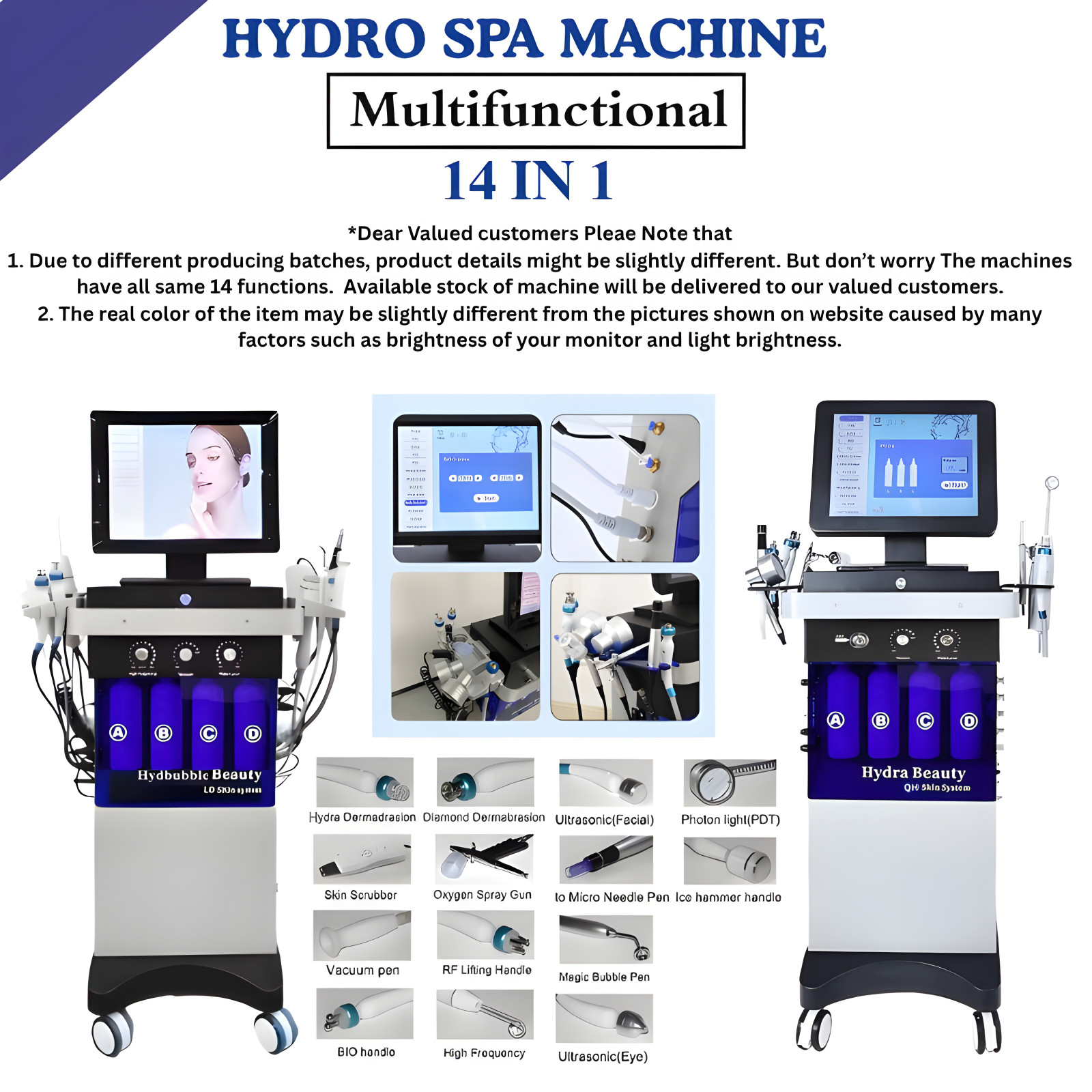 14in1 Hydra Spa Facial Beauty Machine Hydro Dermabrasion Face Skin Cleaning Face