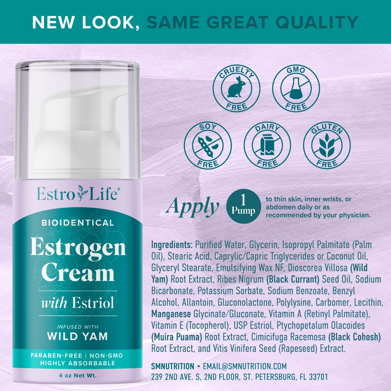 SM Nutrition Estrogen Micronized Estriol Cream (84 Servings, 3.5oz Pump) 175mg