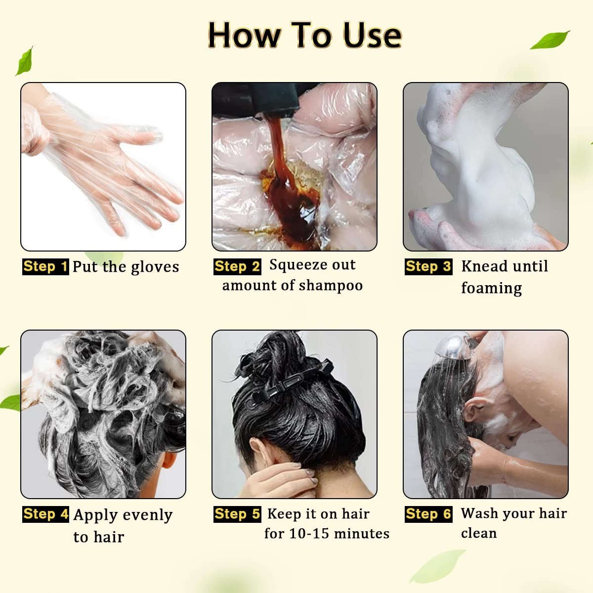 Black Hair Dye Shampoo 3 in 1 Semi Permanent Hair Color Shampoo for Gray Hair