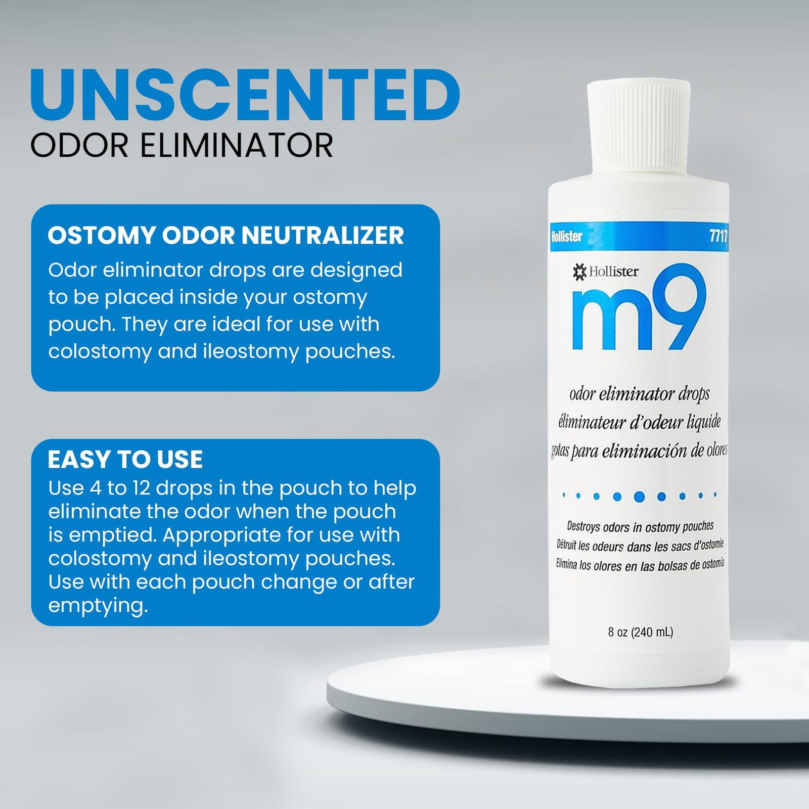 Hollister 7717-EA m9 Odor Eliminator Drops, Unscented, 8 8 Ounce (Pack of 1)