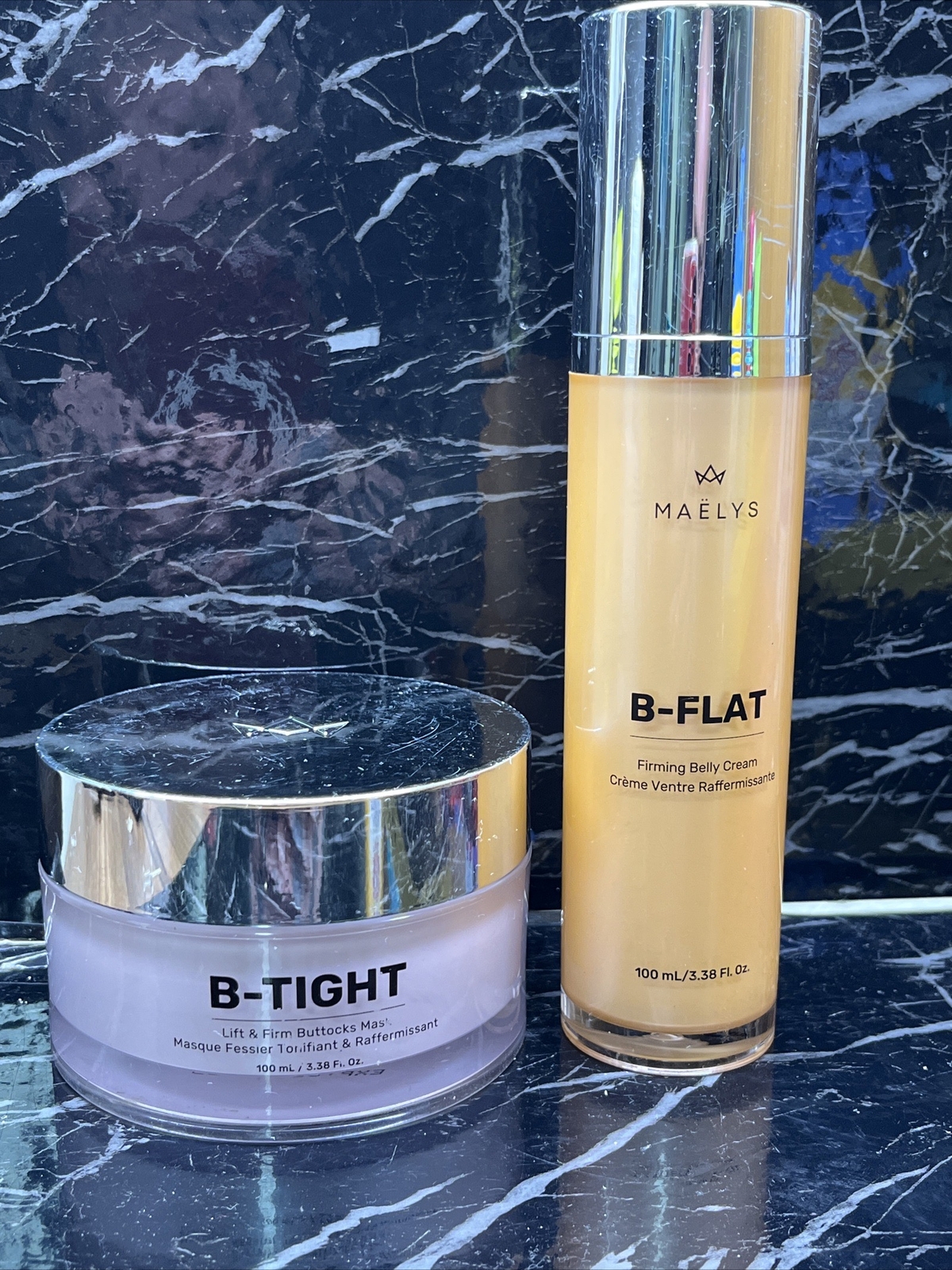 Maelys SET B-Flat Firming Belly Cream & B TIGHT FIRMING BOOTY MASK 3.38oz NWOB