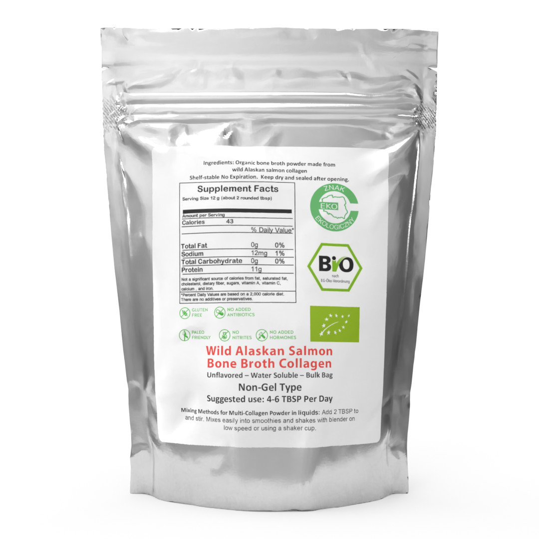 Wild Alaskan Salmon Bone Broth Powder – Pure Protein Organics 300g Unflavored