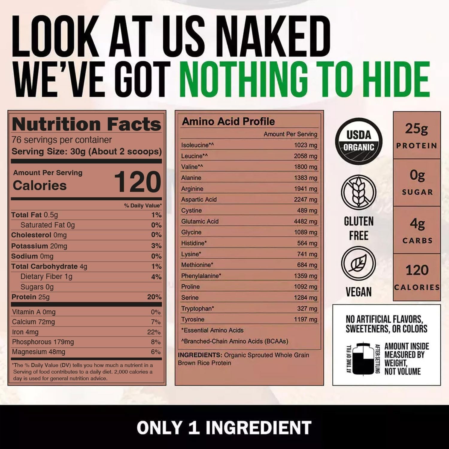 Rice Protein Powder 5LB Organic Vegan Gluten Free 76 Servings