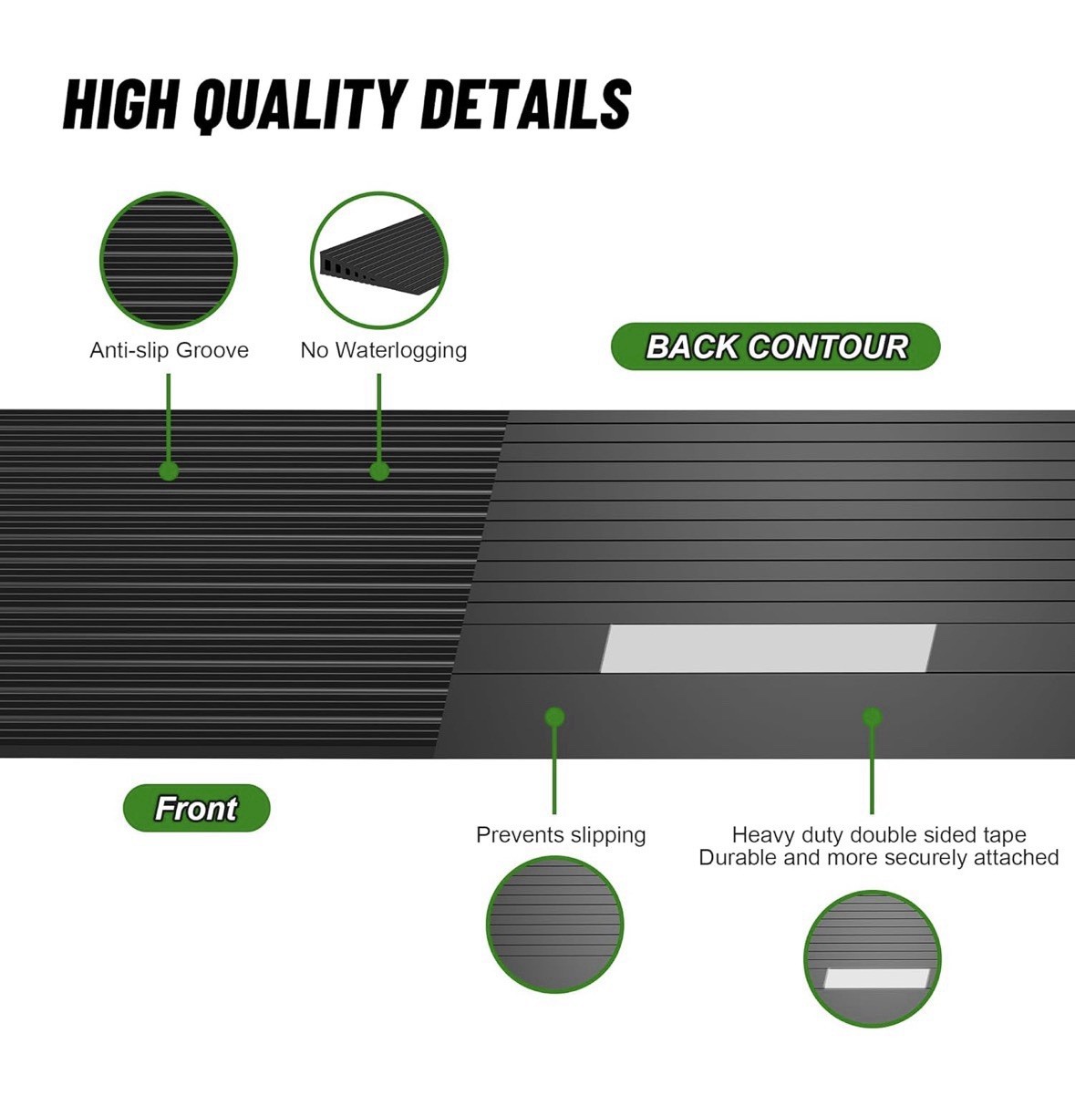 Nuvium 1.6 in Rise Rubber Threshold Ramp Anti-Slip Waterproof 2000 lb
