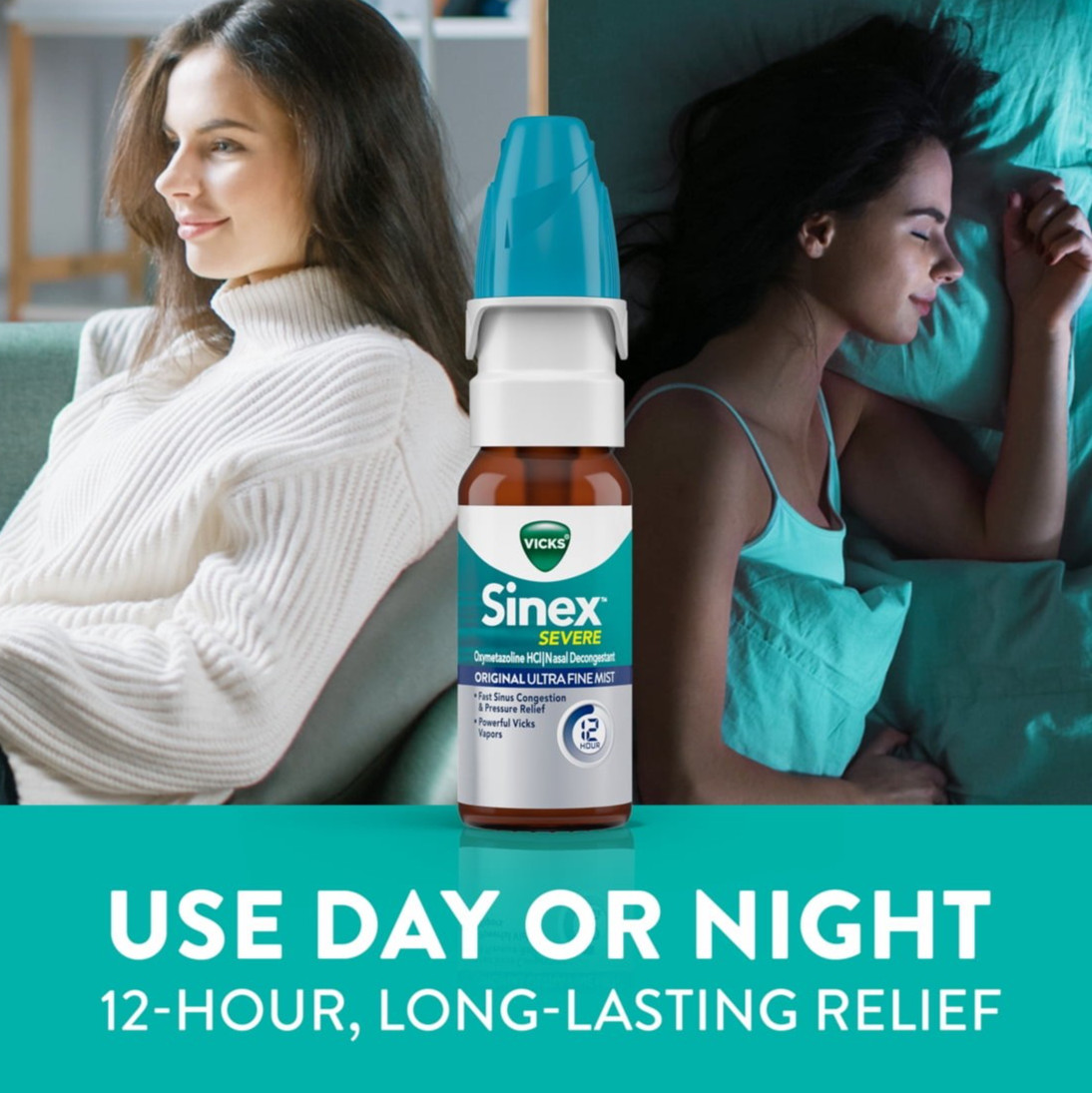 2-Pack Vicks Sinex Severe Nasal Spray Original Ultra Fine Mist 265 Sprays Each