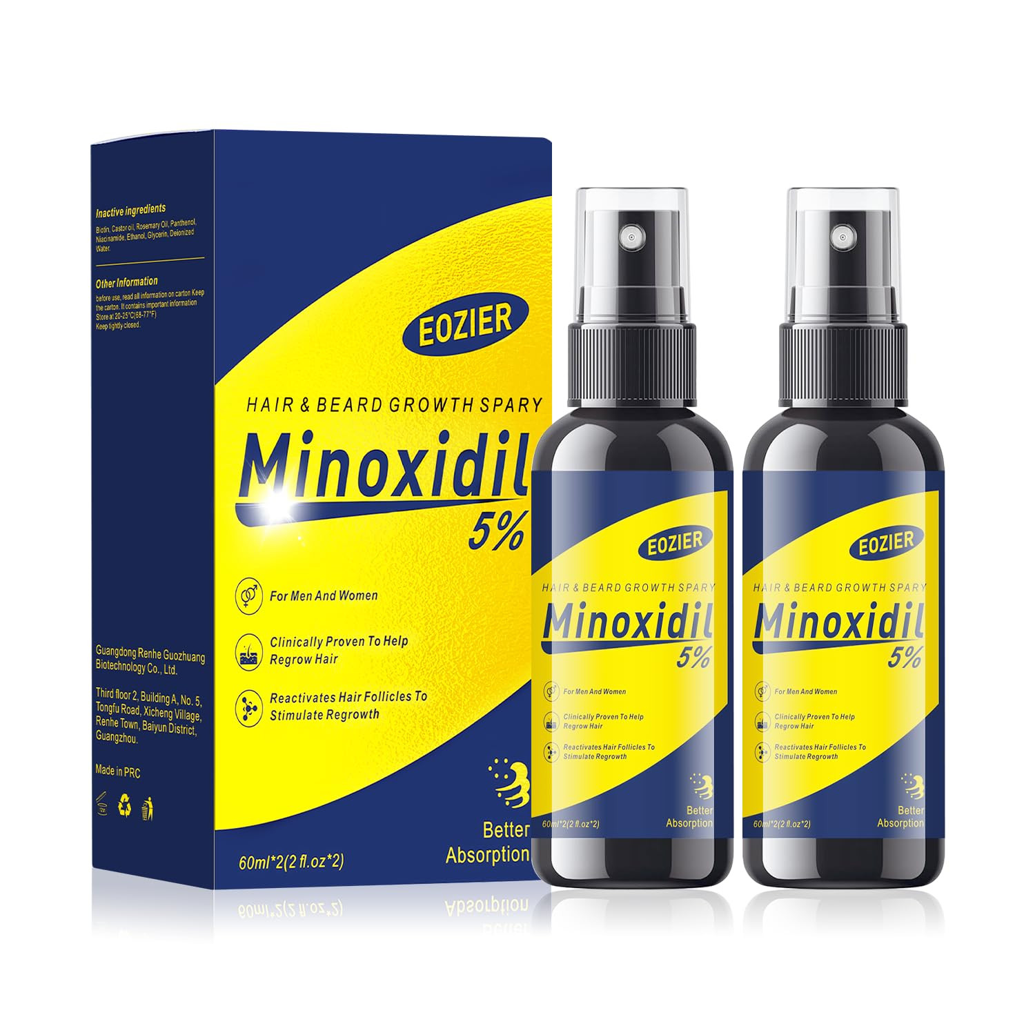 5% Minoxidil with Biotin, Hair Loss Treatments for Women Men Hair Regrowth Treat