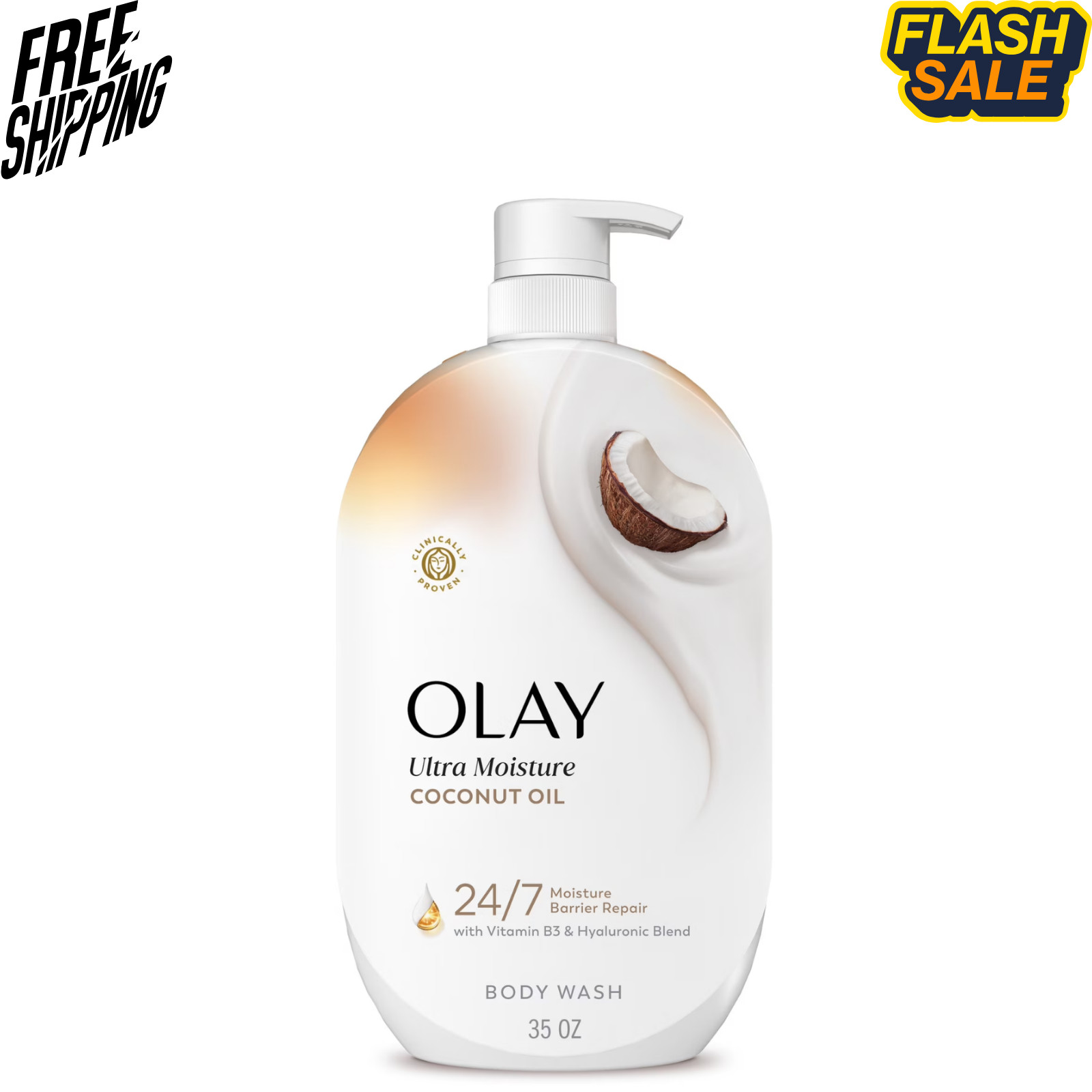 Olay Ultra Moisture Body Wash Coconut Oil Vitamin B3 Hyaluronic Blend 35oz