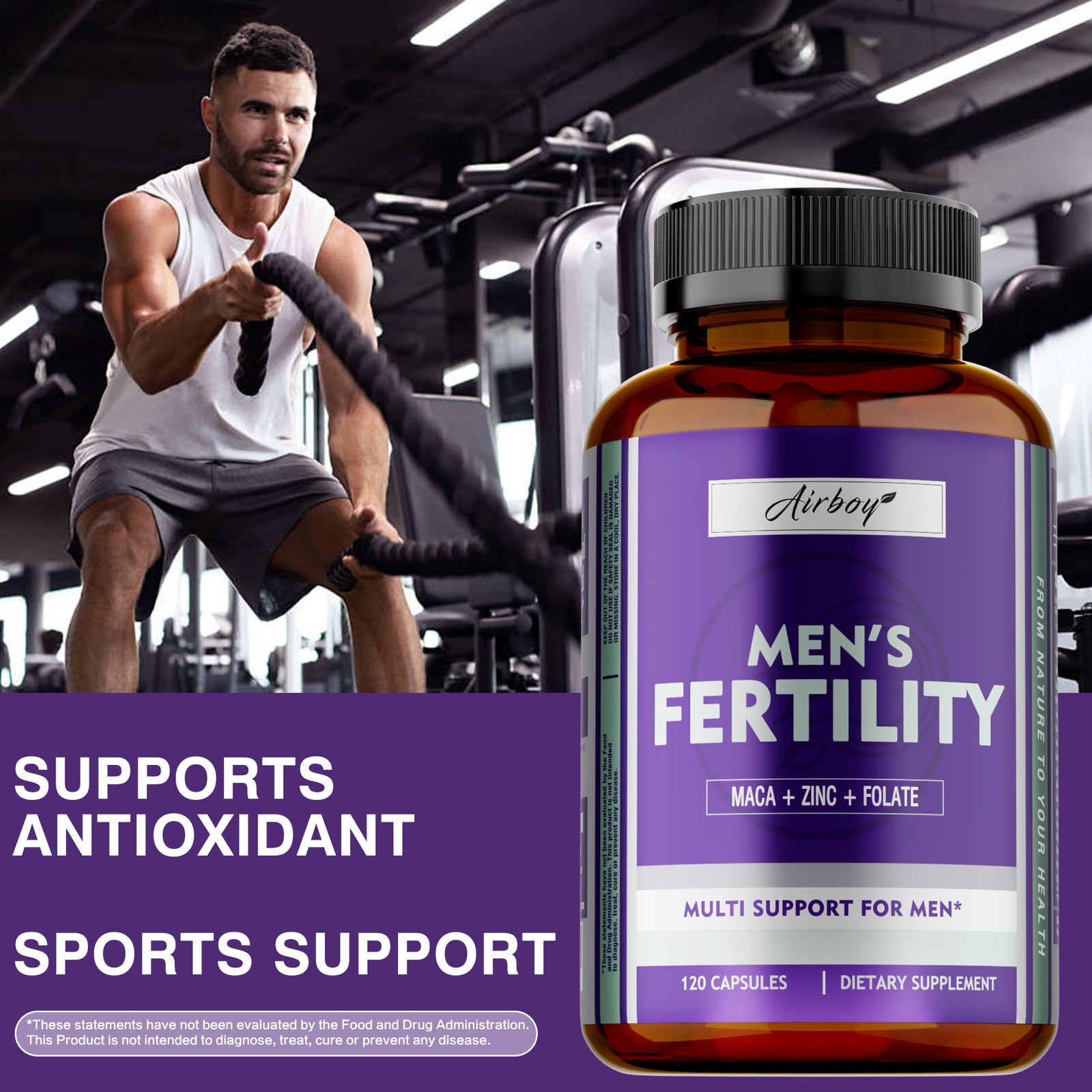Men’s Fertility 240pcs – Optimizes Sperm Count and Motility, Enhances Brain