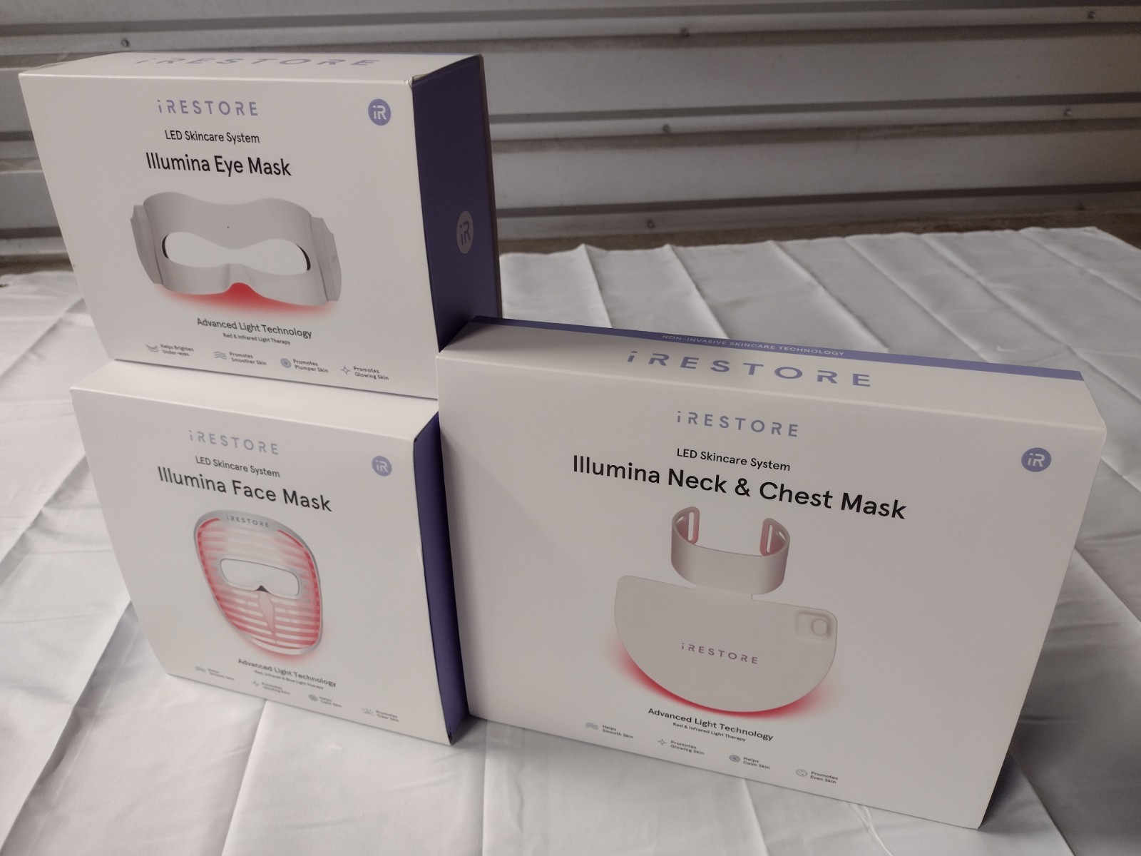 iRESTORE illumina LED Trio; Face, Neck and Chest, and Eye Masks