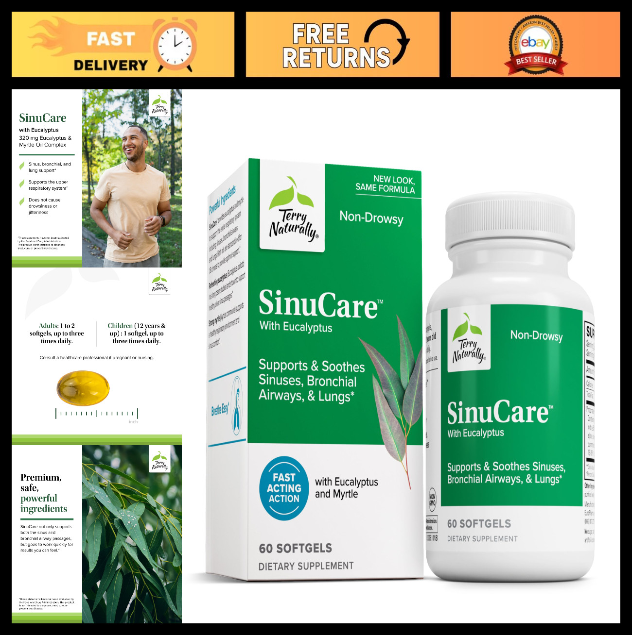 Non-Drowsy Sinus & Lung Support Softgels – 60 Non-GMO, Gluten-Free Capsules
