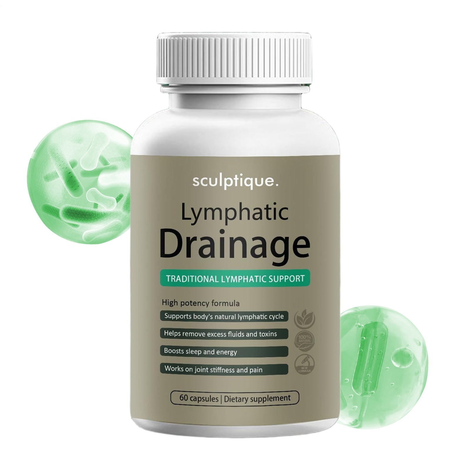 1PACK Sculptique Lymphatic Drainage Capsules, Lymphatic Drainage, 60 Capsules US