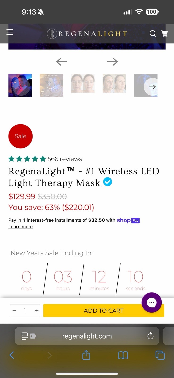 RegenaLight Wireless LED Light Therapy Face & Neck Masks