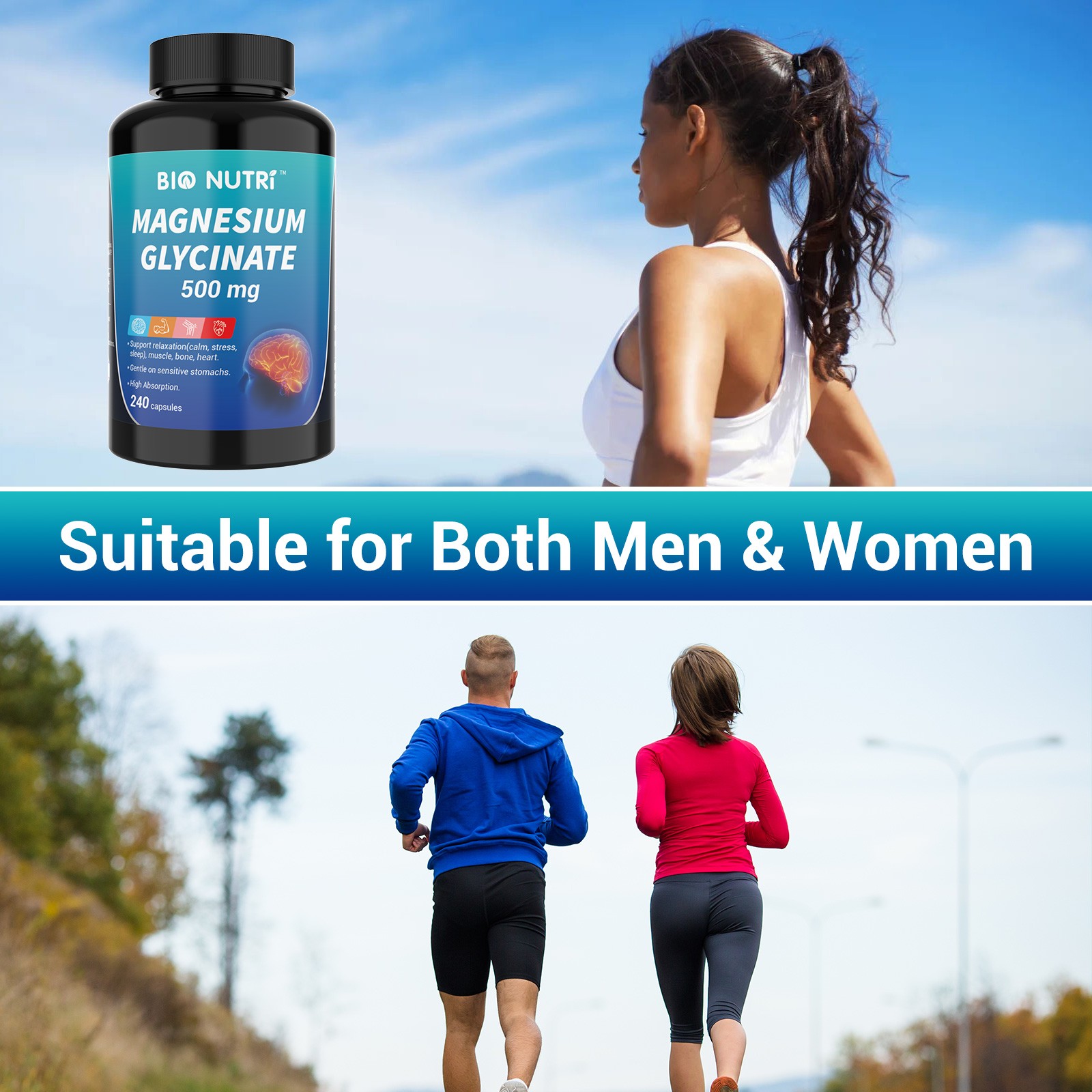 BIO NUTRI Magnesium Glycinate Supplement | 500mg 240 Pills Non-GMO & Gluten Free