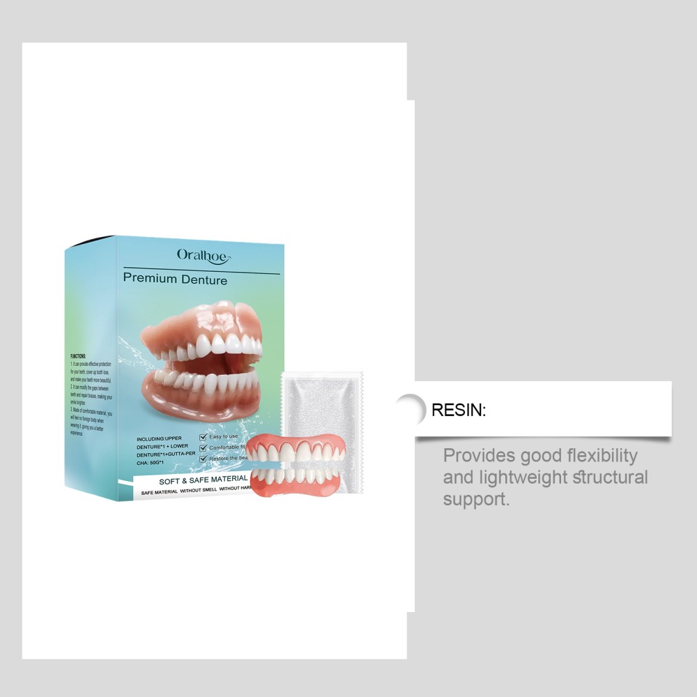 2 Pack Full Denture Set for Men and Women Upper and Lower Denture False Teeth